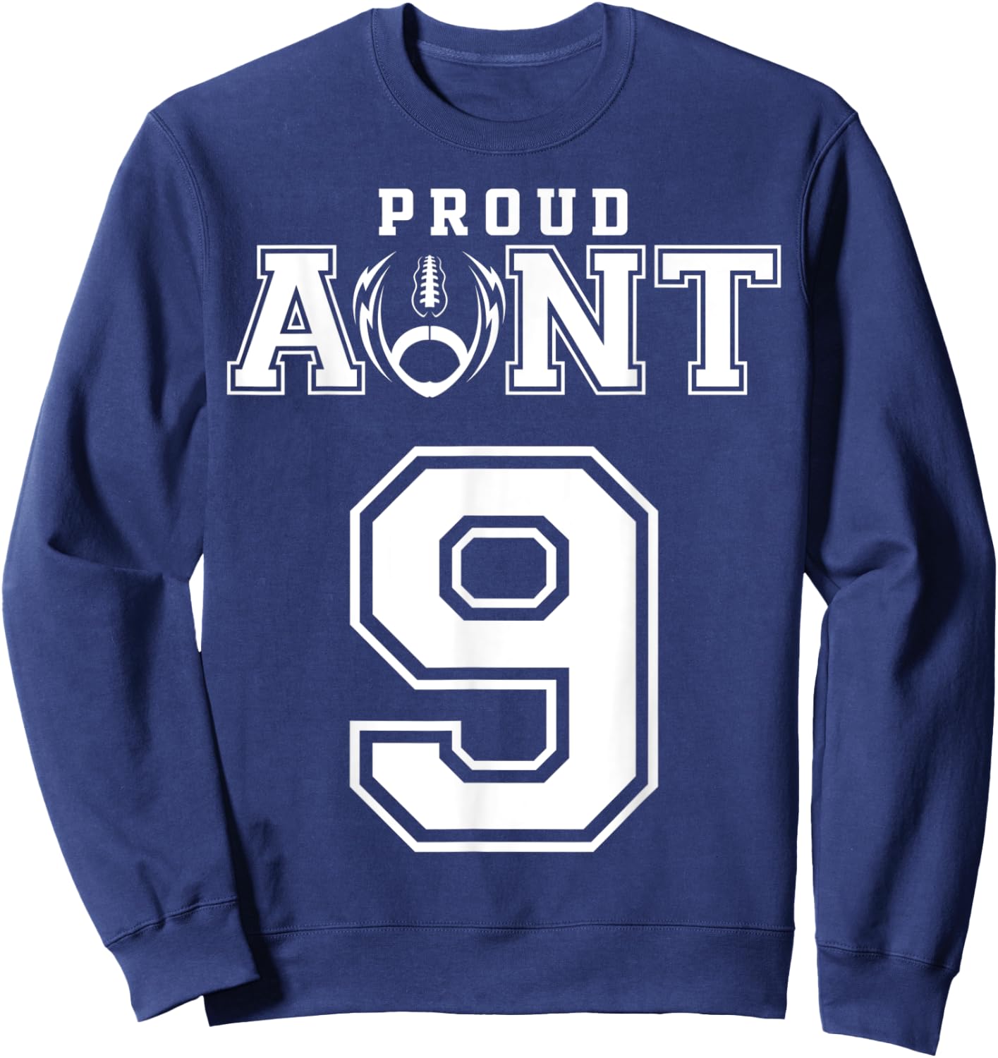 Custom Proud Football Aunt Number 9 Personalized Sweatshirt - Sweatshirt | Navy