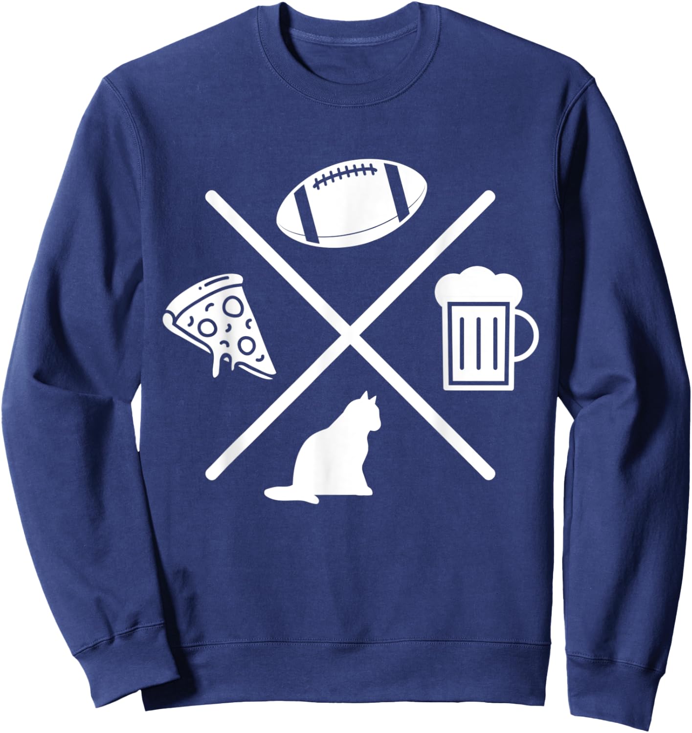 Football Beer Cats Pizza Feline Snack Food Gift Sweatshirt - Sweatshirt | Navy