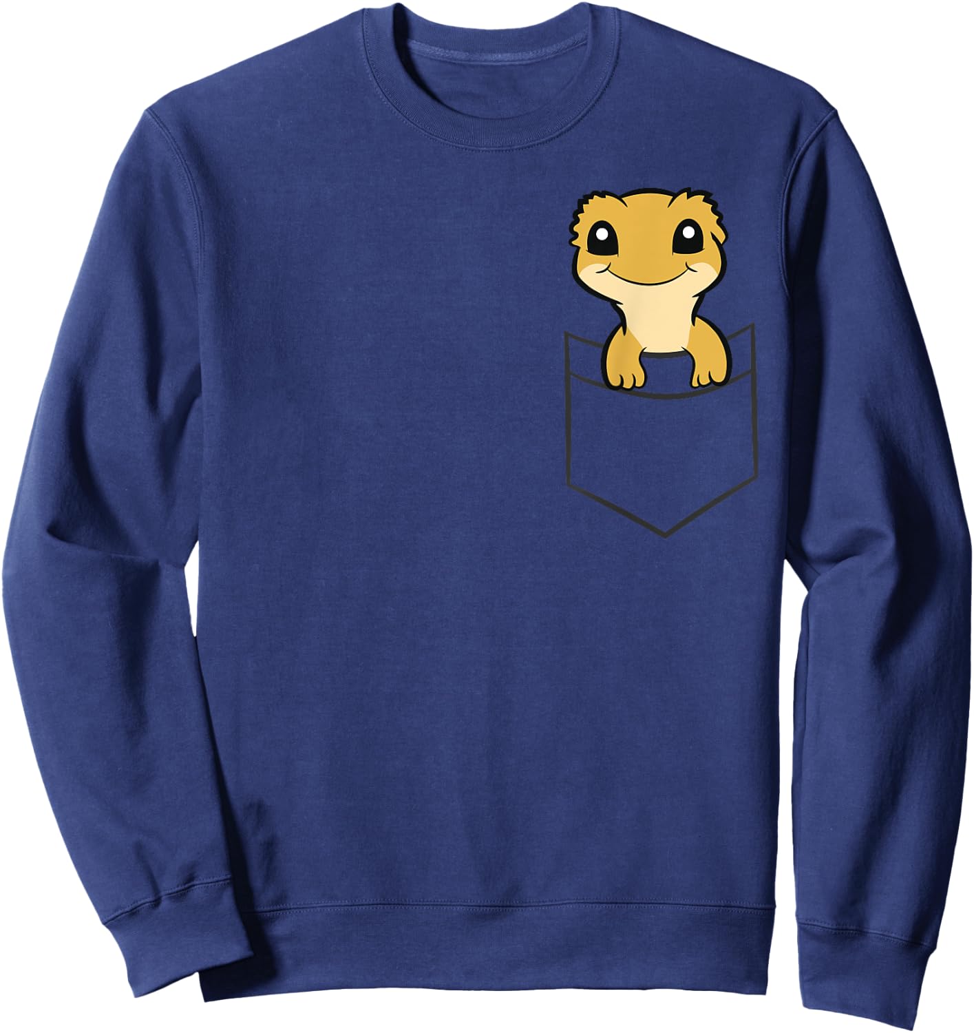 Crested Gecko In a Pocket Funny Pocket Crested Gecko Sweatshirt - Sweatshirt | Navy