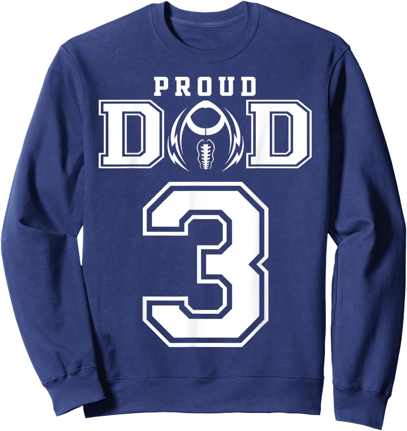 Custom Proud Football Dad Number 3 Personalized Sweatshirt - Sweatshirt | Navy