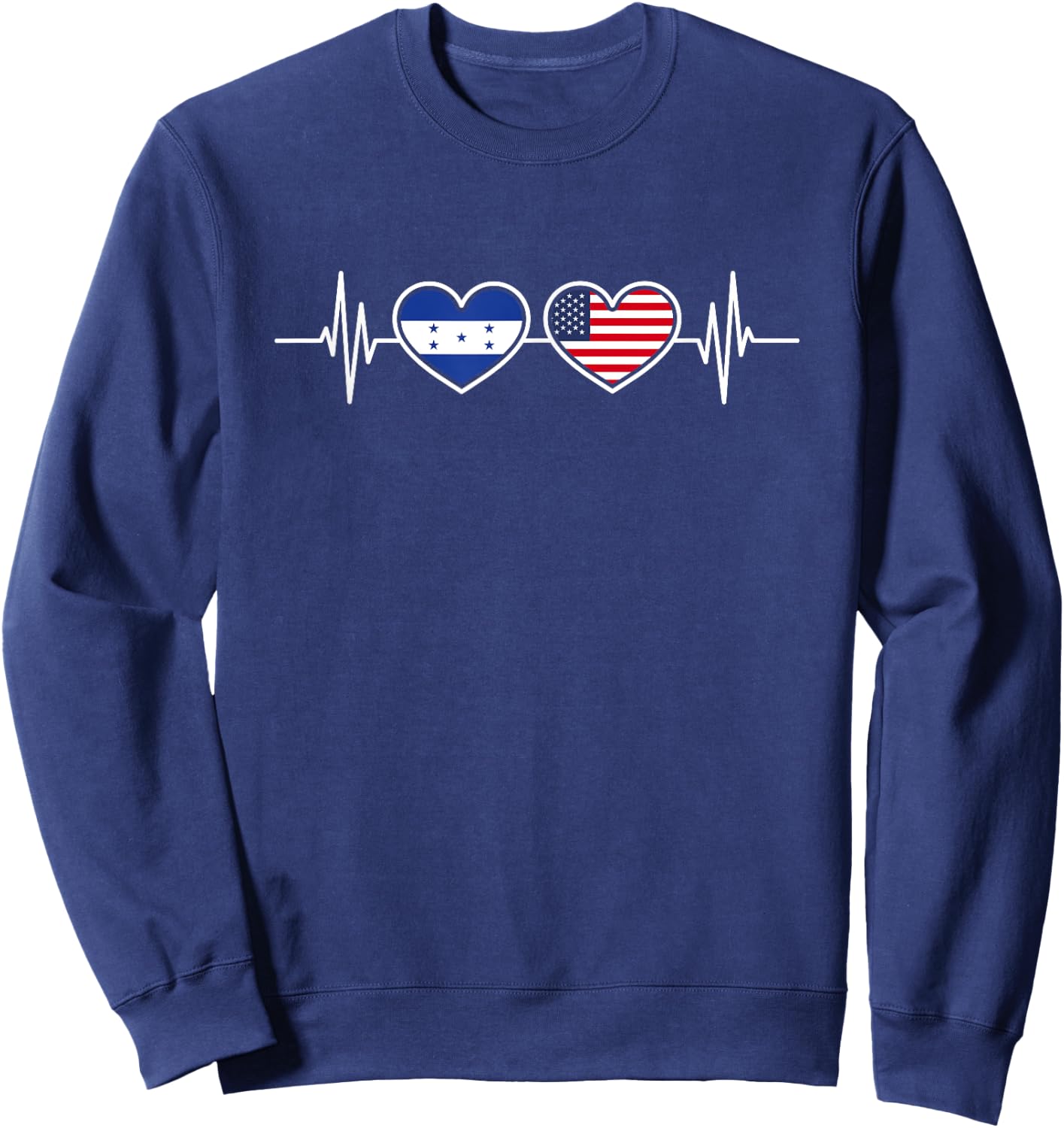 Honduras USA Heartbeat Honduran American Flag Honduras Flag Men Sweatshirt - Sweatshirt | Navy