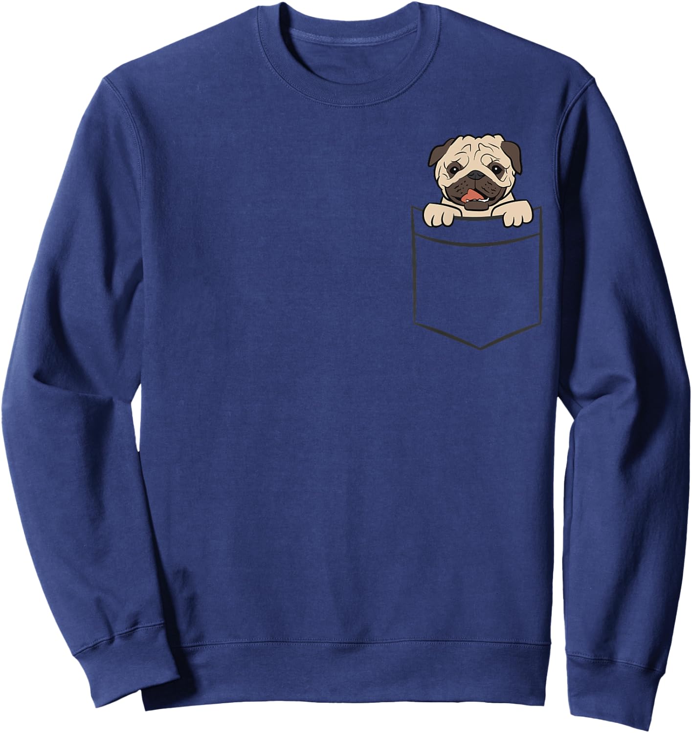 Pug Dog In Pocket Cute Pocket Pug Women Girls Kids Sweatshirt - Sweatshirt | Navy