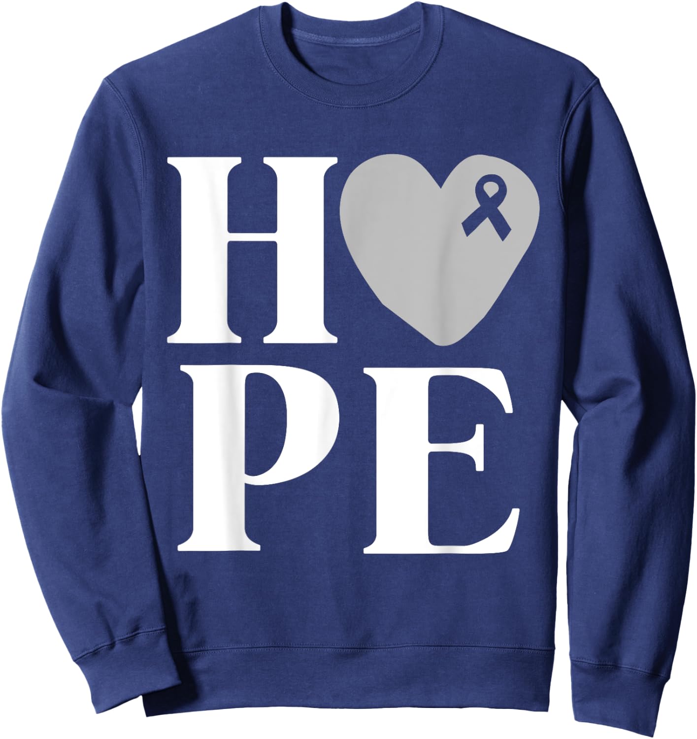 Brain Cancer Awareness Shirt Hope Grey Ribbon Awareness Sweatshirt - Sweatshirt | Navy