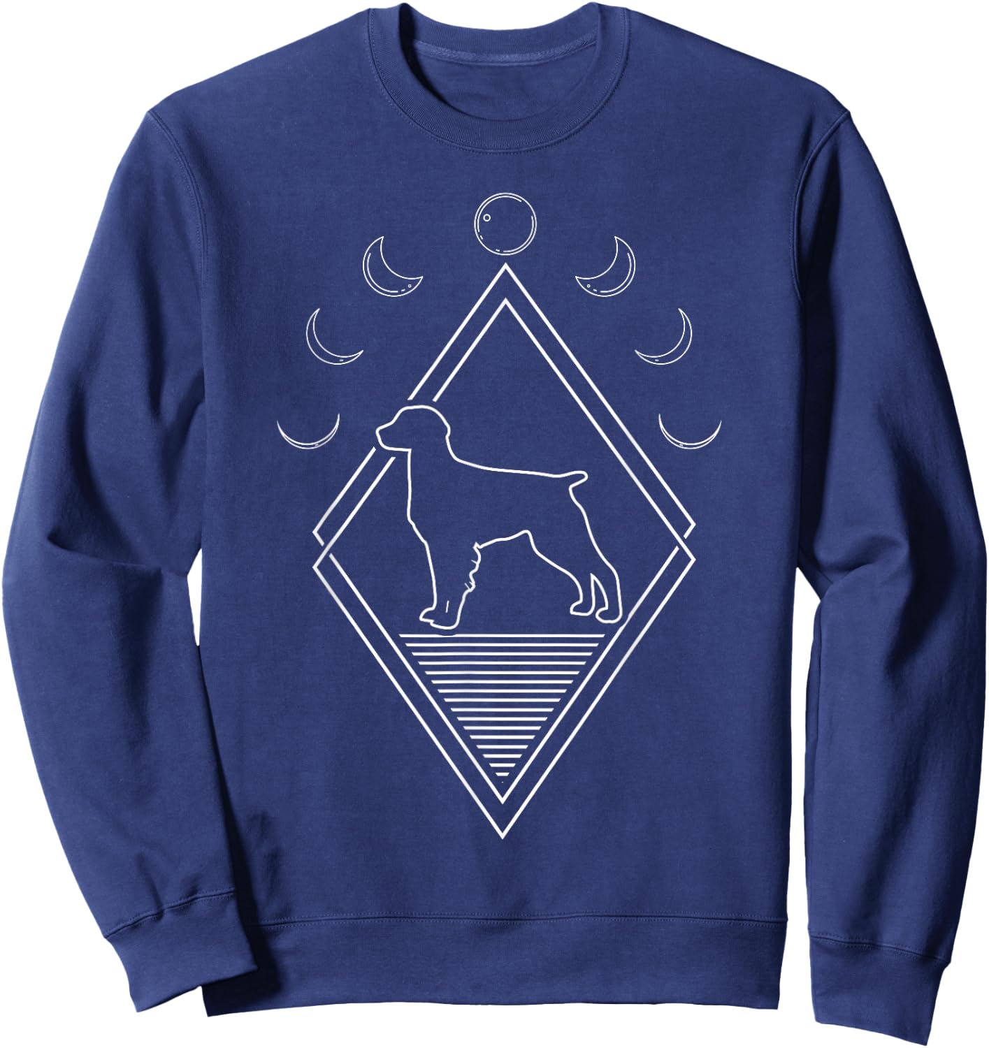 Brittany Spaniel Pet Dog Breed - Moon Phases Men Women Sweatshirt - Sweatshirt | Navy