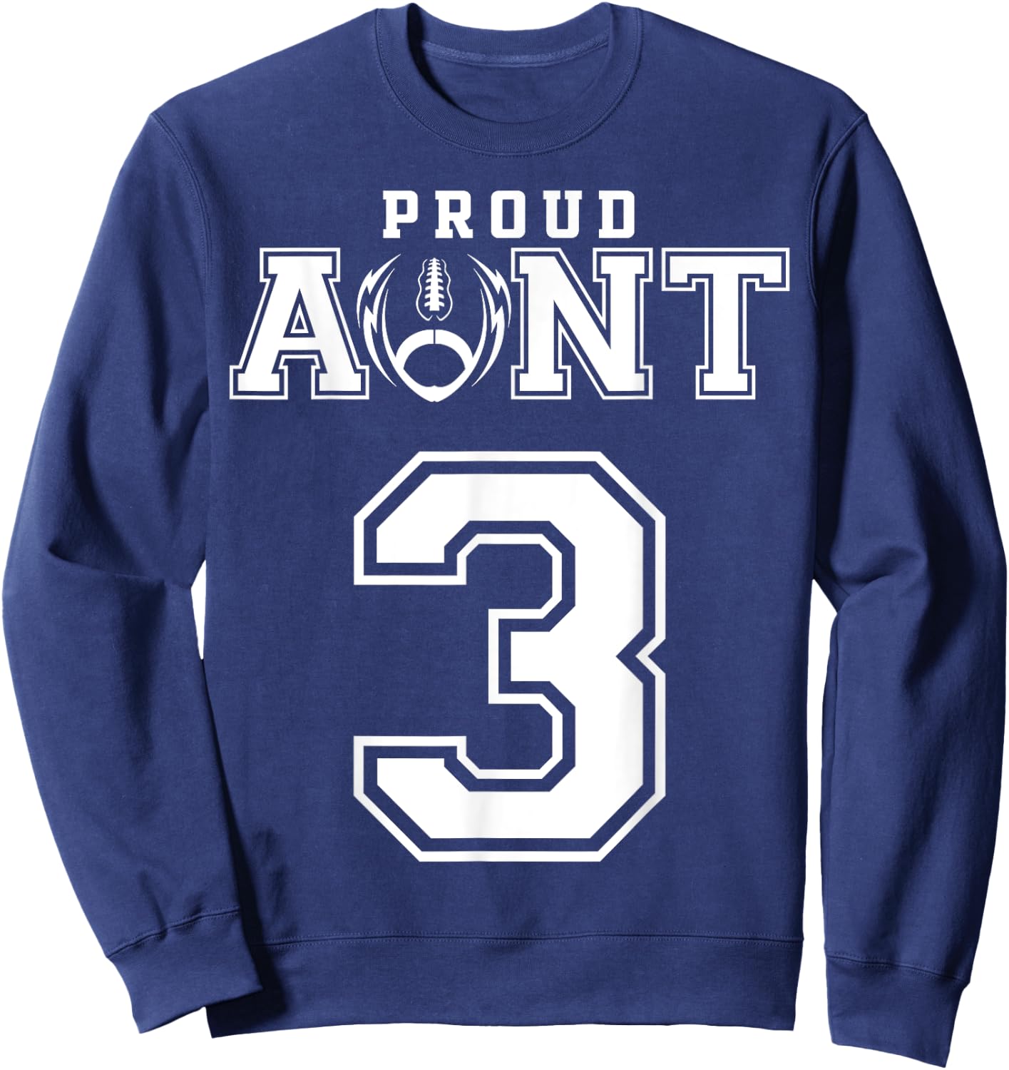 Custom Proud Football Aunt Number 3 Personalized Sweatshirt - Sweatshirt | Navy