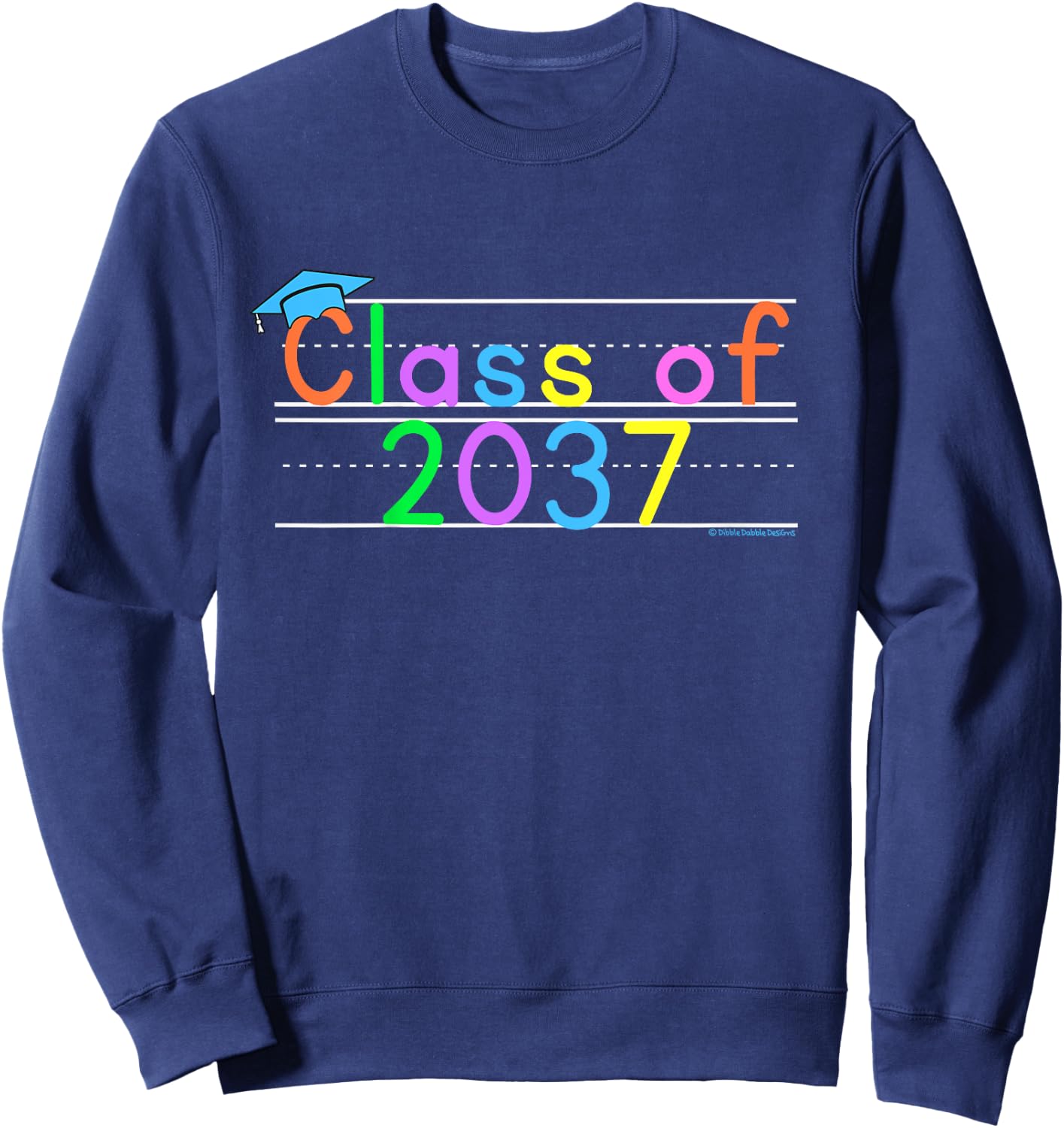Kids Class of 2037 Boys Girls Funny First Day of Kindergarten Sweatshirt - Sweatshirt | Navy