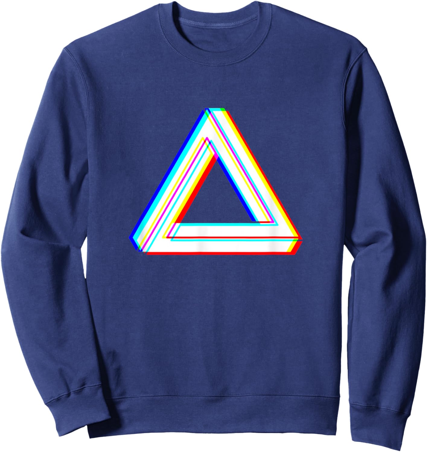 Optical Illusion Trippy Geometric Shapes Abstract Art EDM Sweatshirt - Sweatshirt | Navy