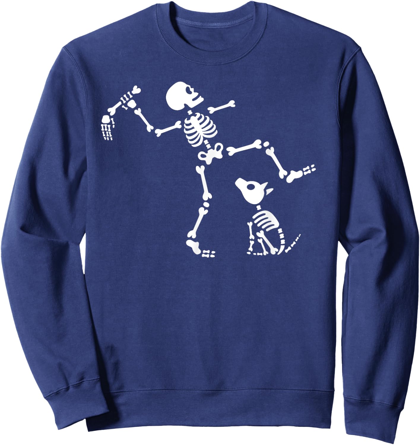 Funny Walking Dog Skeleton Bone Pick Dog Lovers Women Kids Sweatshirt - Sweatshirt | Navy