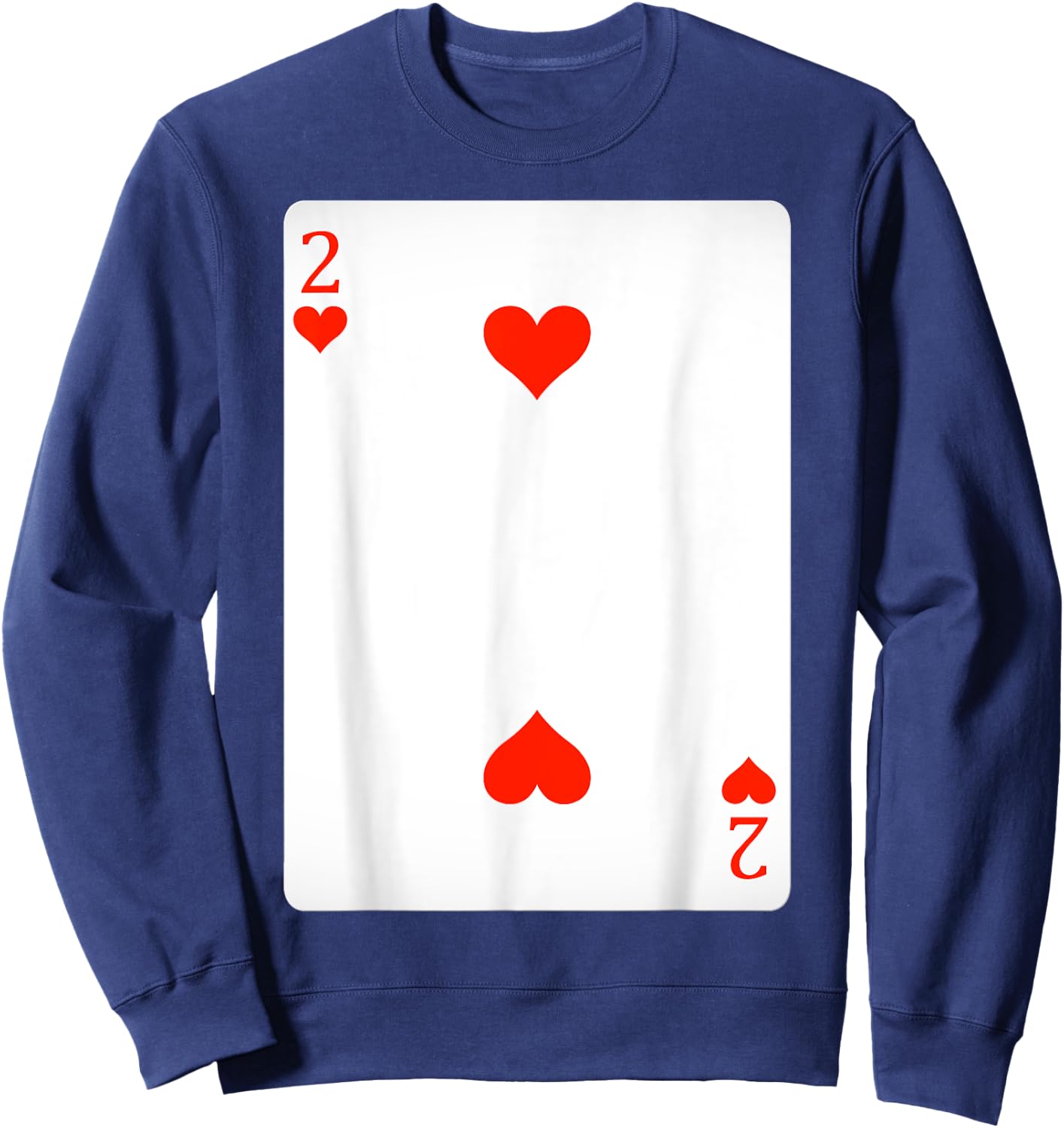 2 Two Of Hearts Playing Cards Shirt Easy Halloween Costume Sweatshirt - Sweatshirt | Navy
