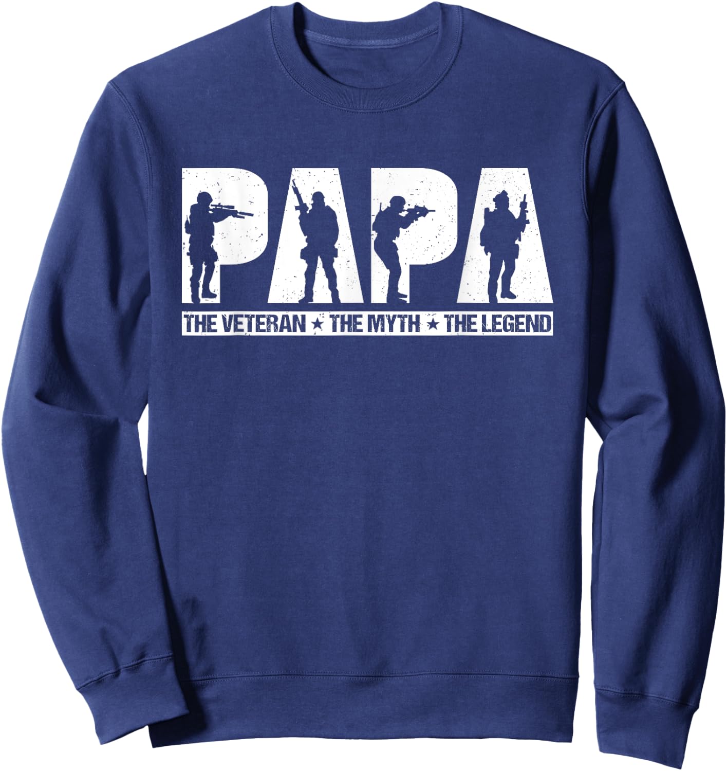 Papa Veteran The Myth The Legend Fathers Day Grandpa Sweatshirt - Sweatshirt | Navy