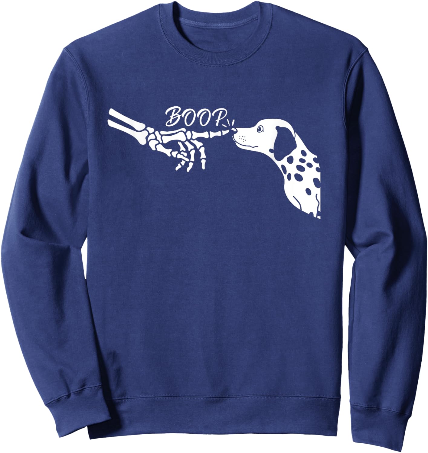 Dalmatian Skeleton Hand Boop Halloween Pet Women Girls Kids Sweatshirt - Sweatshirt | Navy