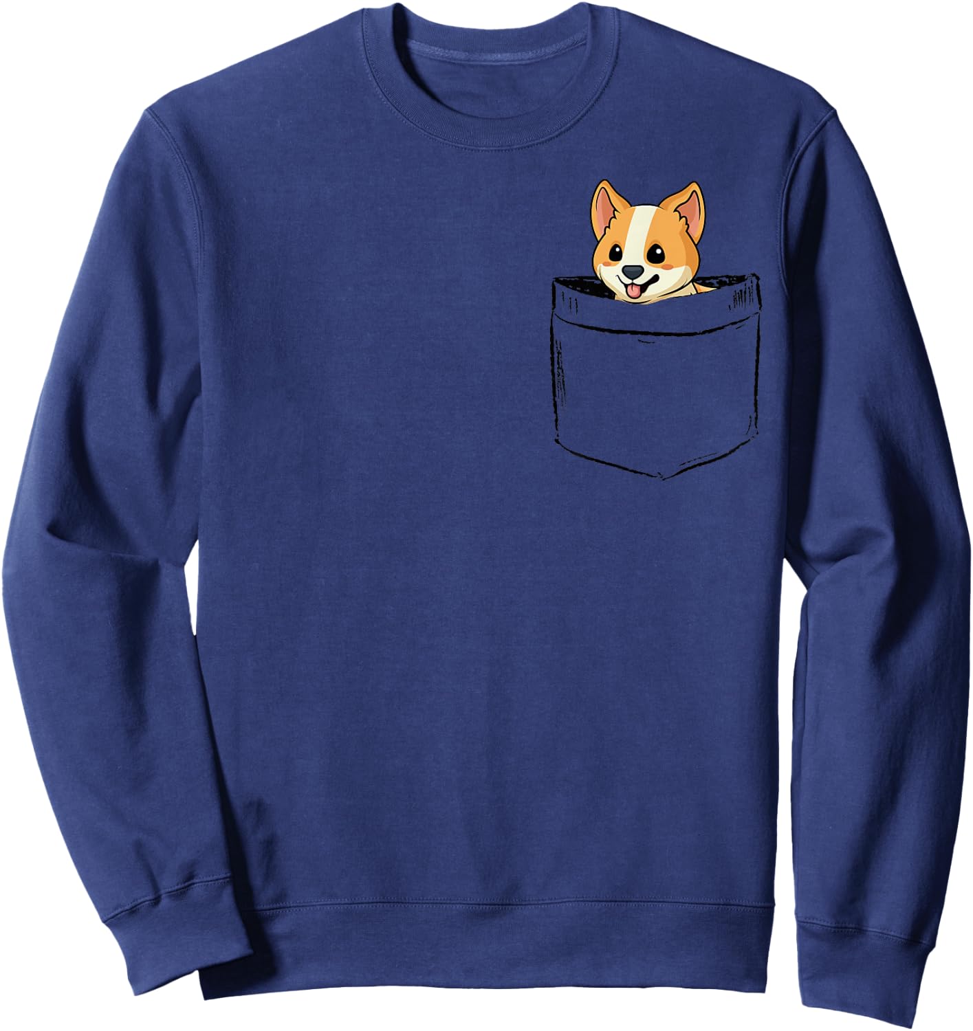 Cute Pocket Corgi, Boy Girl Funny Sweatshirt - Sweatshirt | Navy