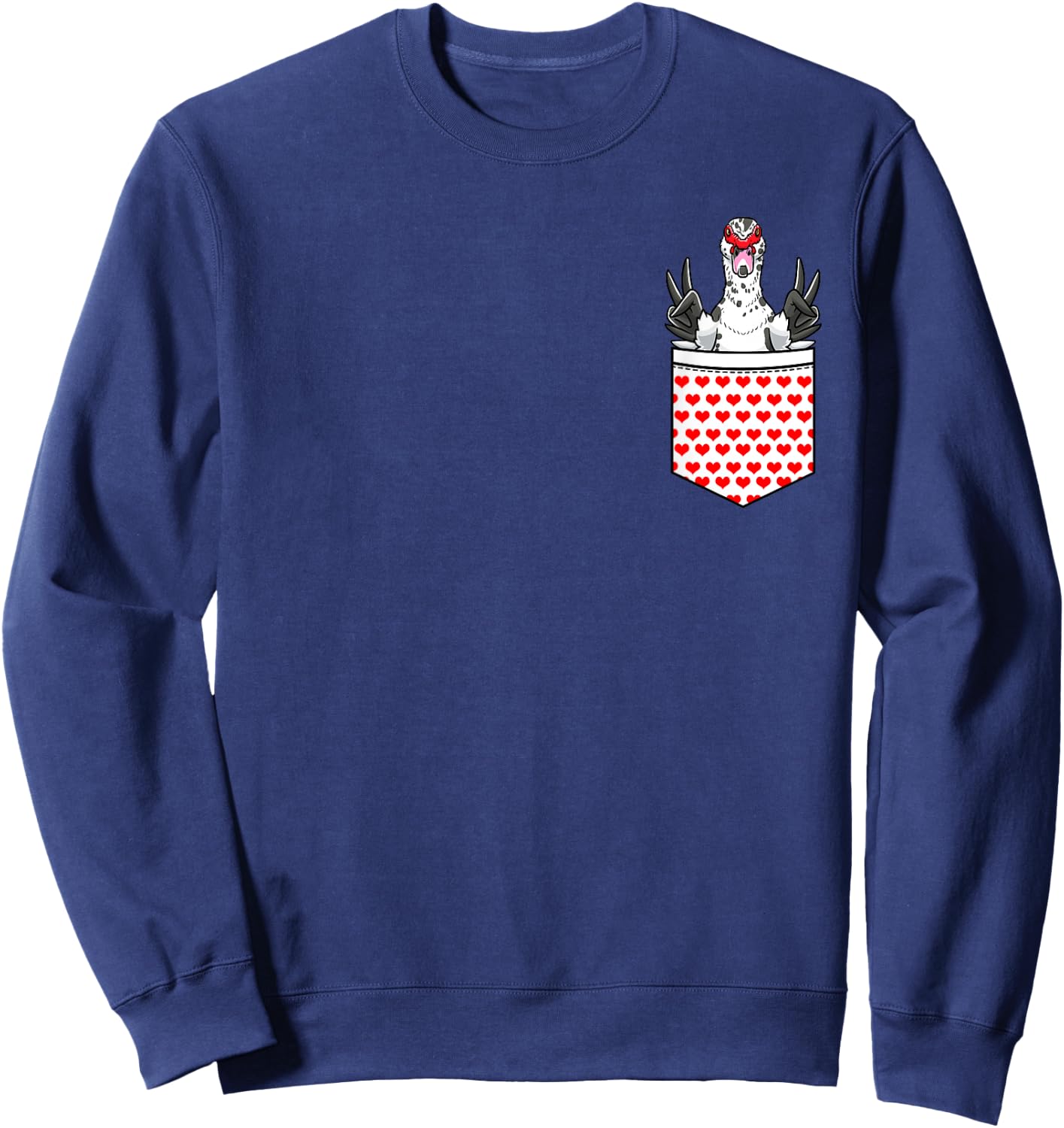 Funny Muscovy Duck Pocket Design Sweatshirt - Sweatshirt | Navy