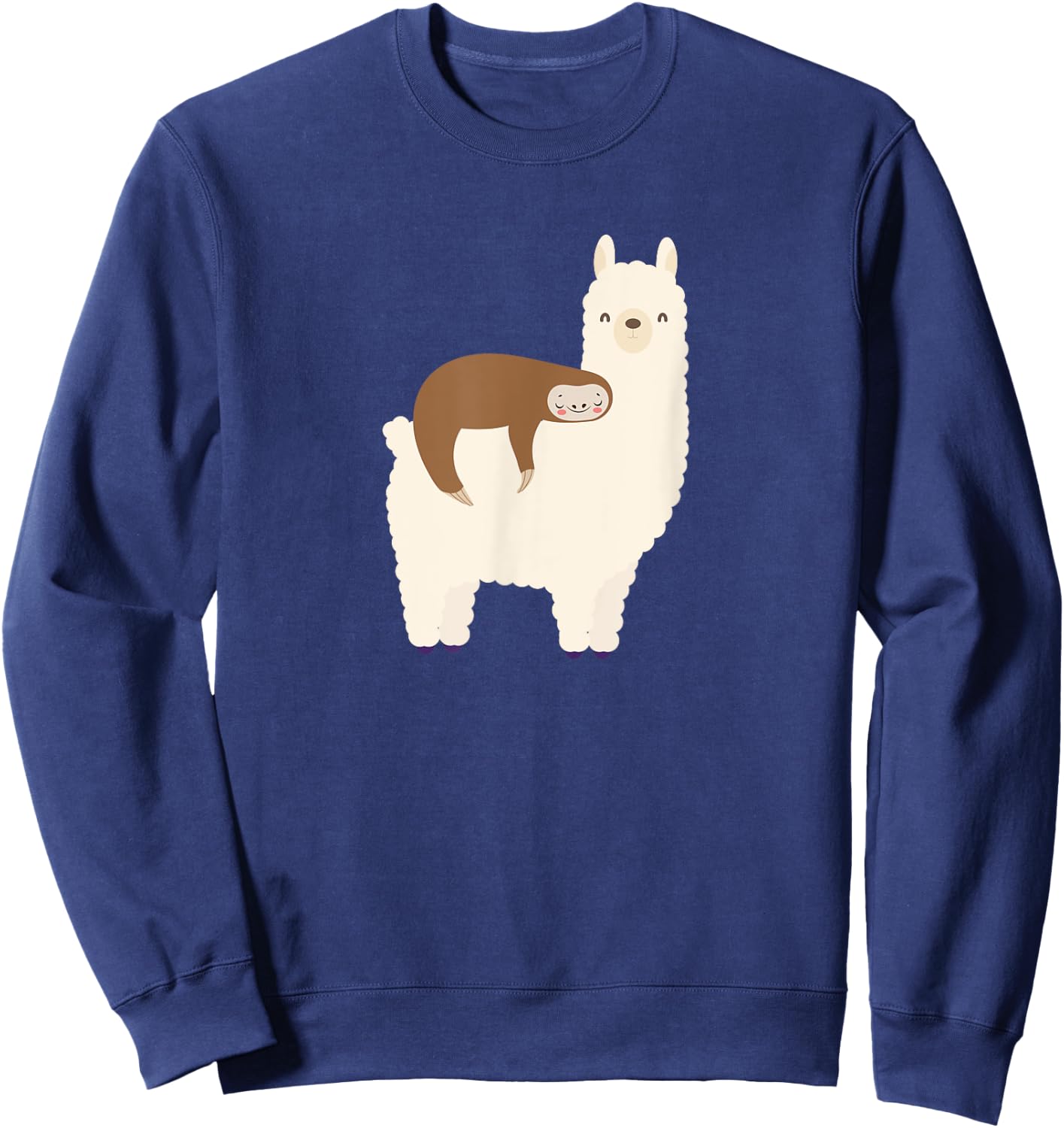 Lazy Sloth Riding Llama Funny Graphic for Girls Sweatshirt - Sweatshirt | Navy