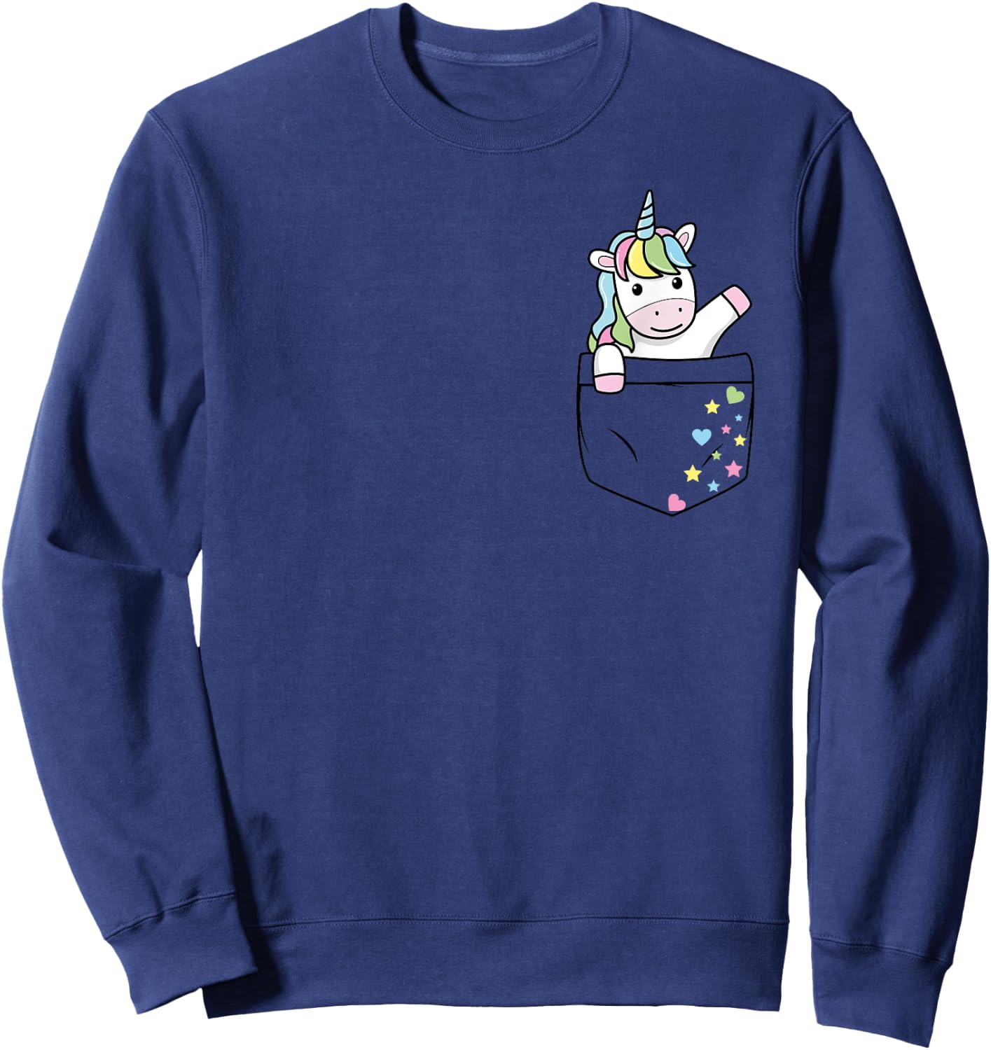 Cute Unicorn in My Pocket colorful pastel Magical Stars Gift Sweatshirt - Sweatshirt | Navy