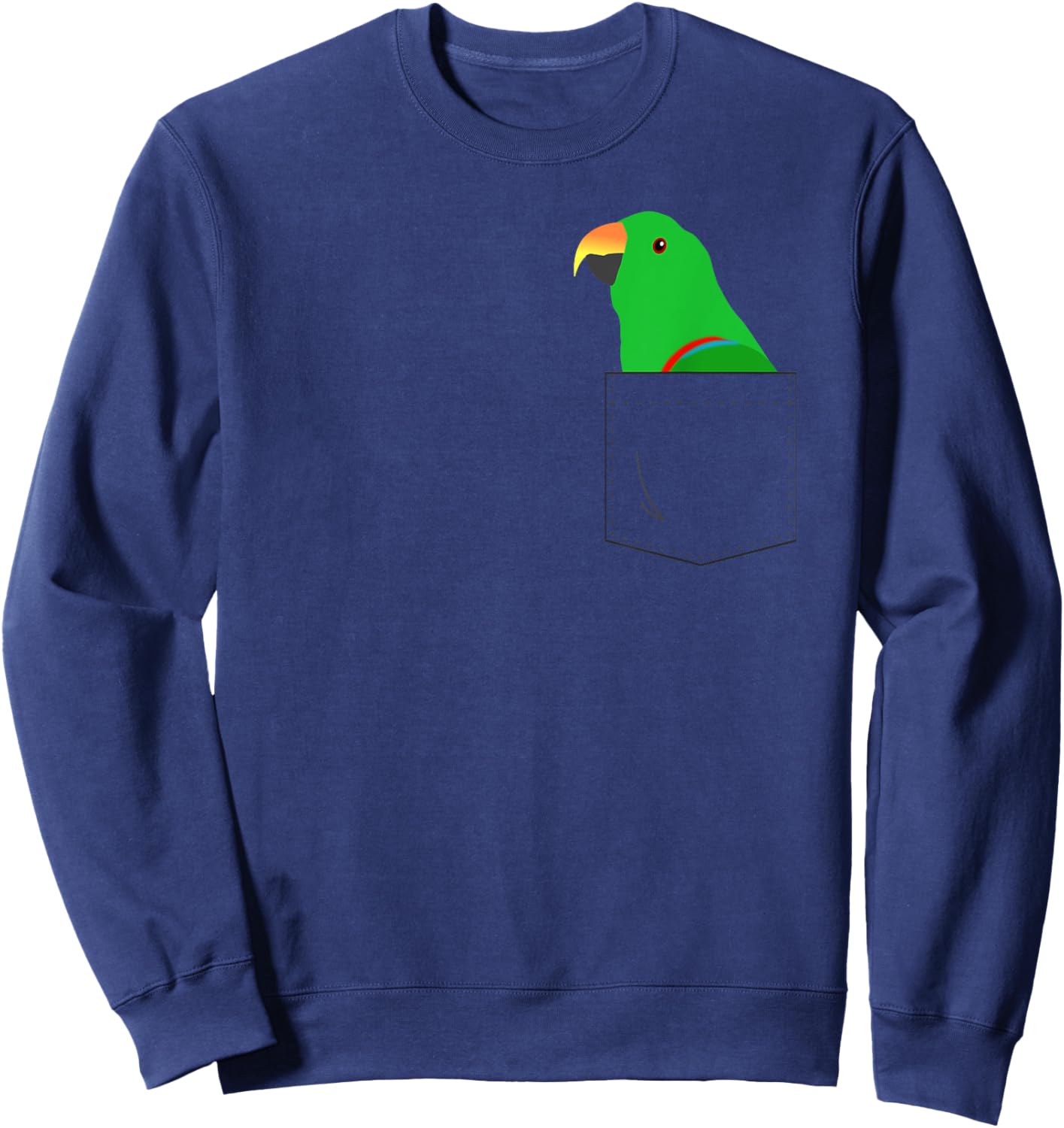 Eclectus Male Parrot, Fake Pocket Sweatshirt - Sweatshirt | Navy