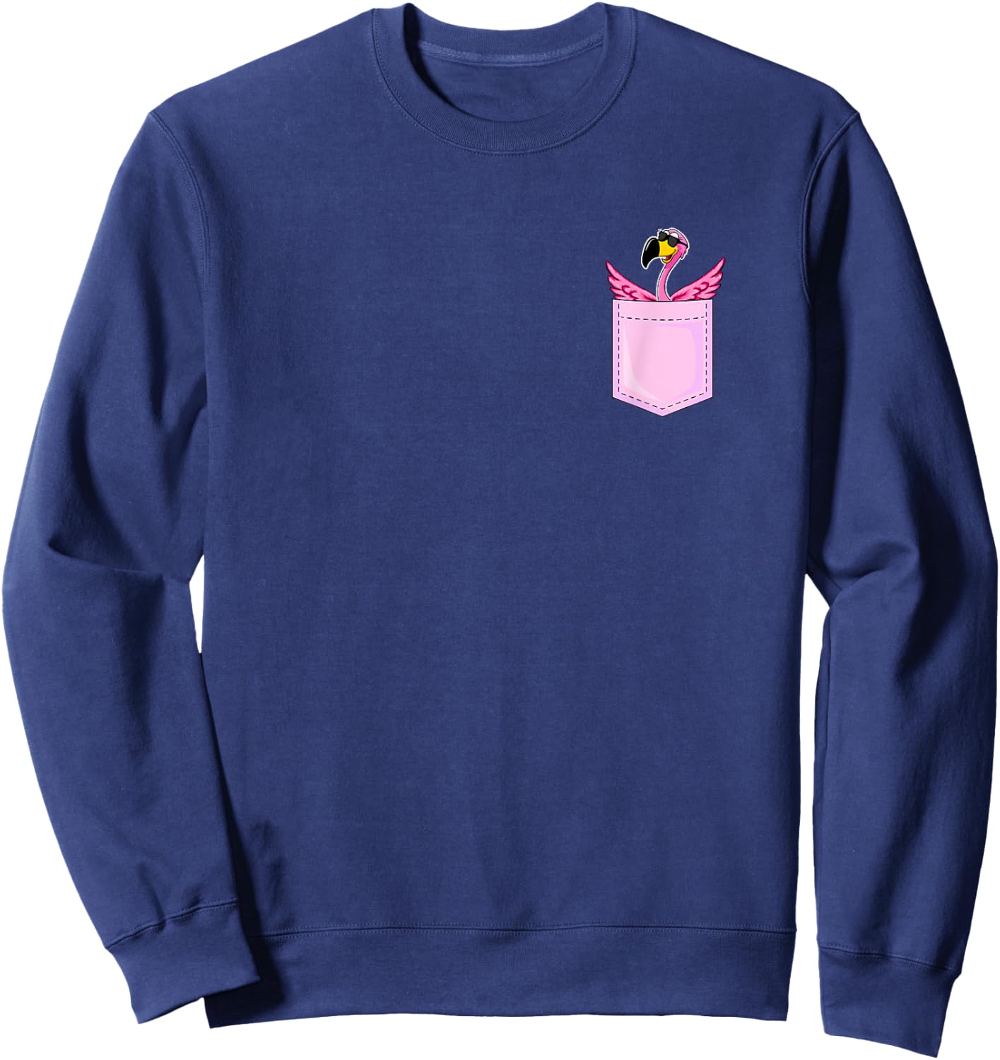 Flamingo in the Pocket - Funny Pocket Flamingo Lover Sweatshirt - Sweatshirt | Navy