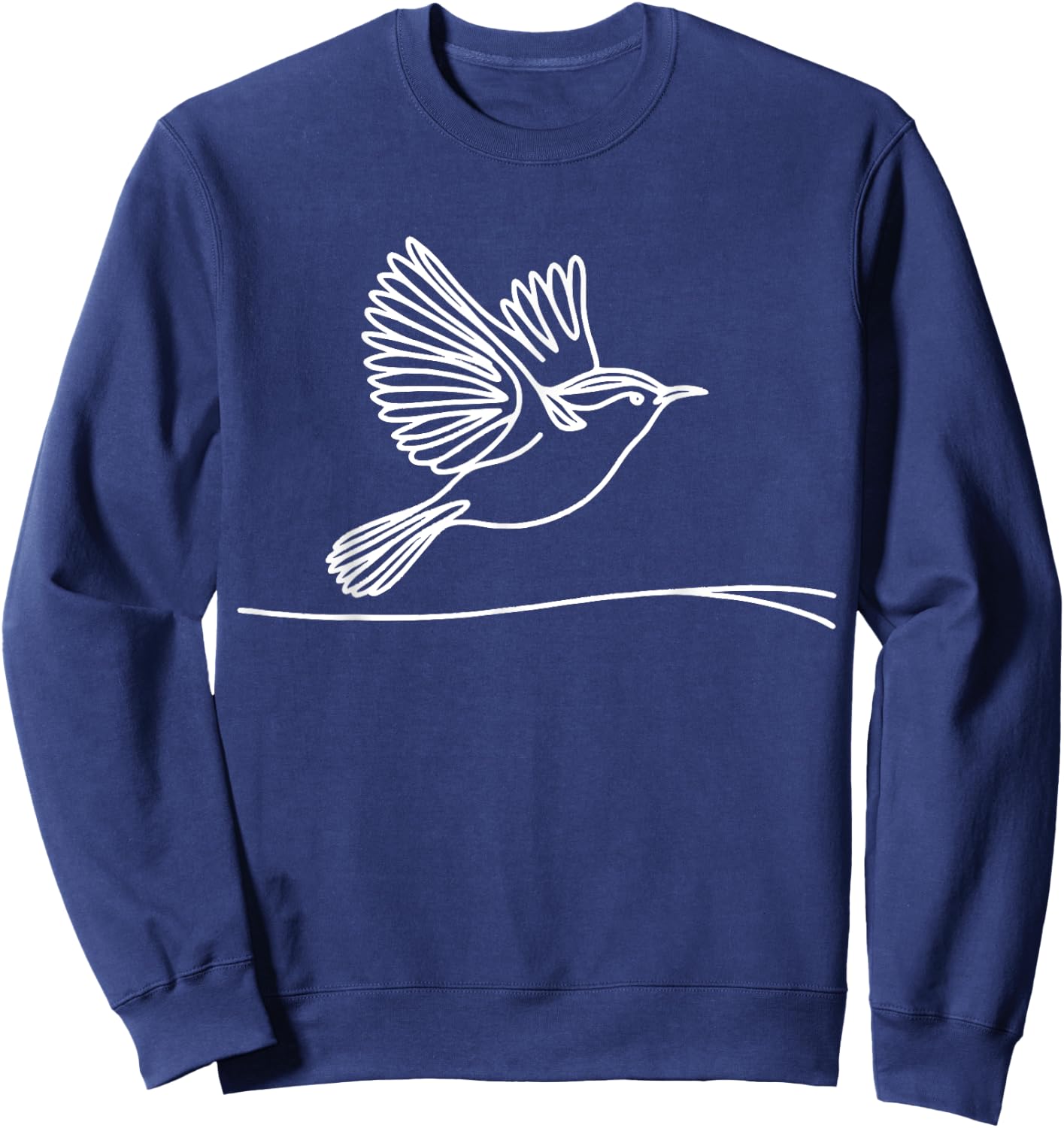 Line Art Bird & Ornithologist Carolina Wren Sweatshirt - Sweatshirt | Navy