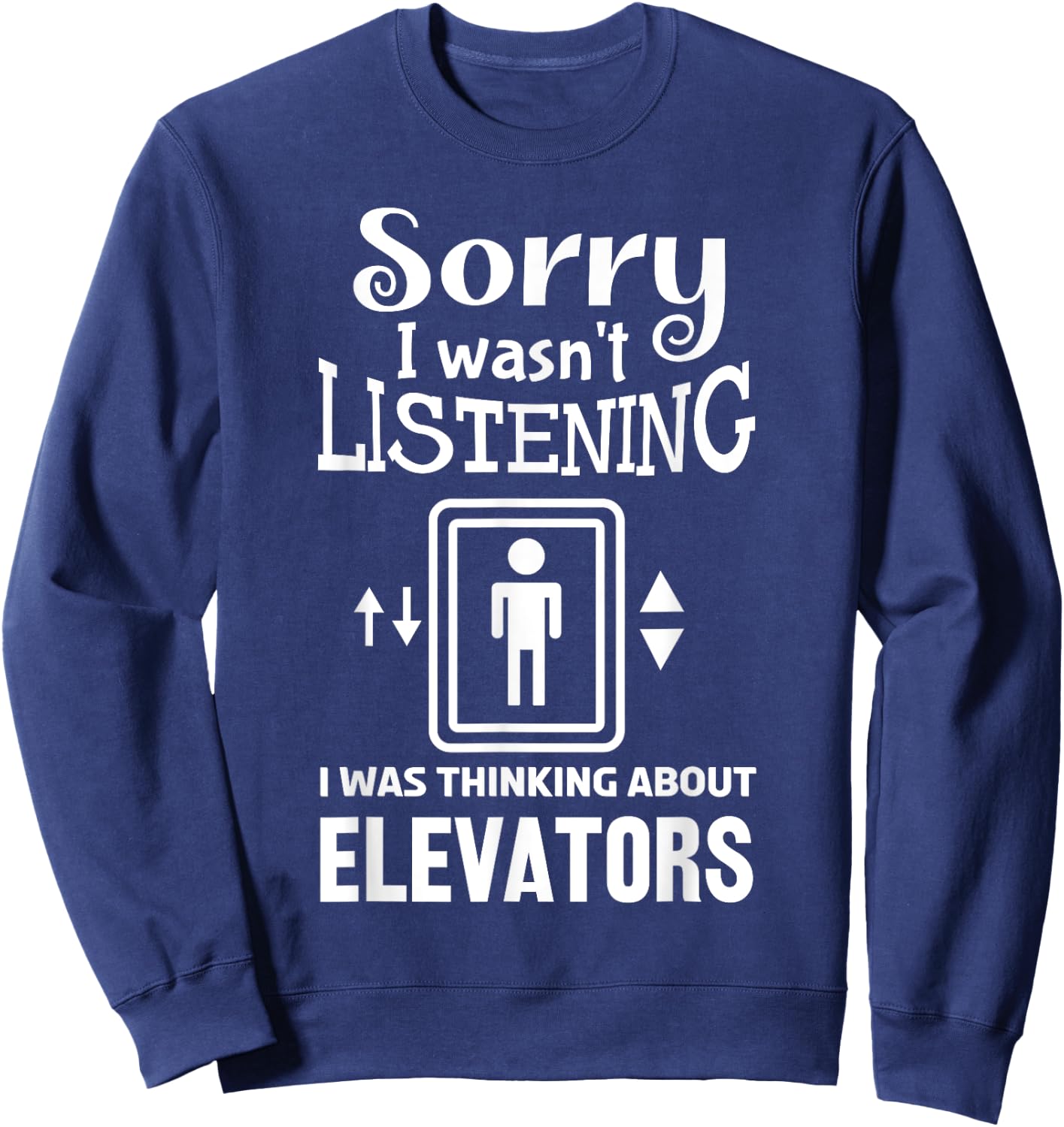 Funny Elevator Art Women Elevator Inspector Lover Sweatshirt - Sweatshirt | Navy
