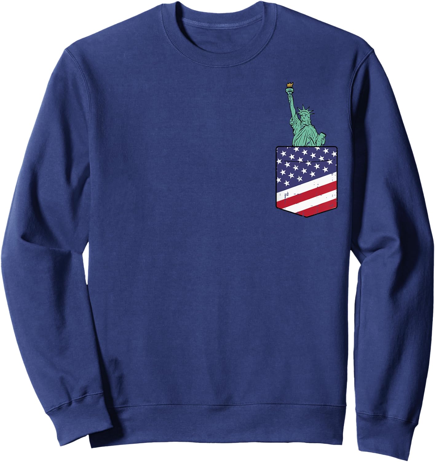 4th July Statue Of Liberty Flag Pocket Patriot Men Women Kid Sweatshirt - Sweatshirt | Navy