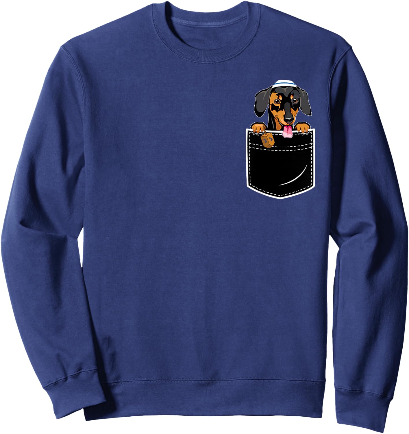 Wiener Hanukkah Pajamas Chanukah Doxie Pocket Dachshund Dog Men Women Kids Sweatshirt - Sweatshirt | Navy