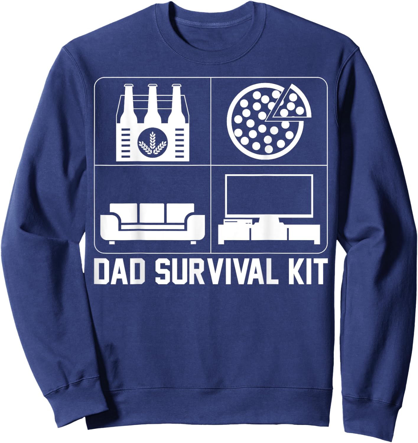 Dad Survival Kit Beer Pizza Couch TV Sweatshirt - Sweatshirt | Navy