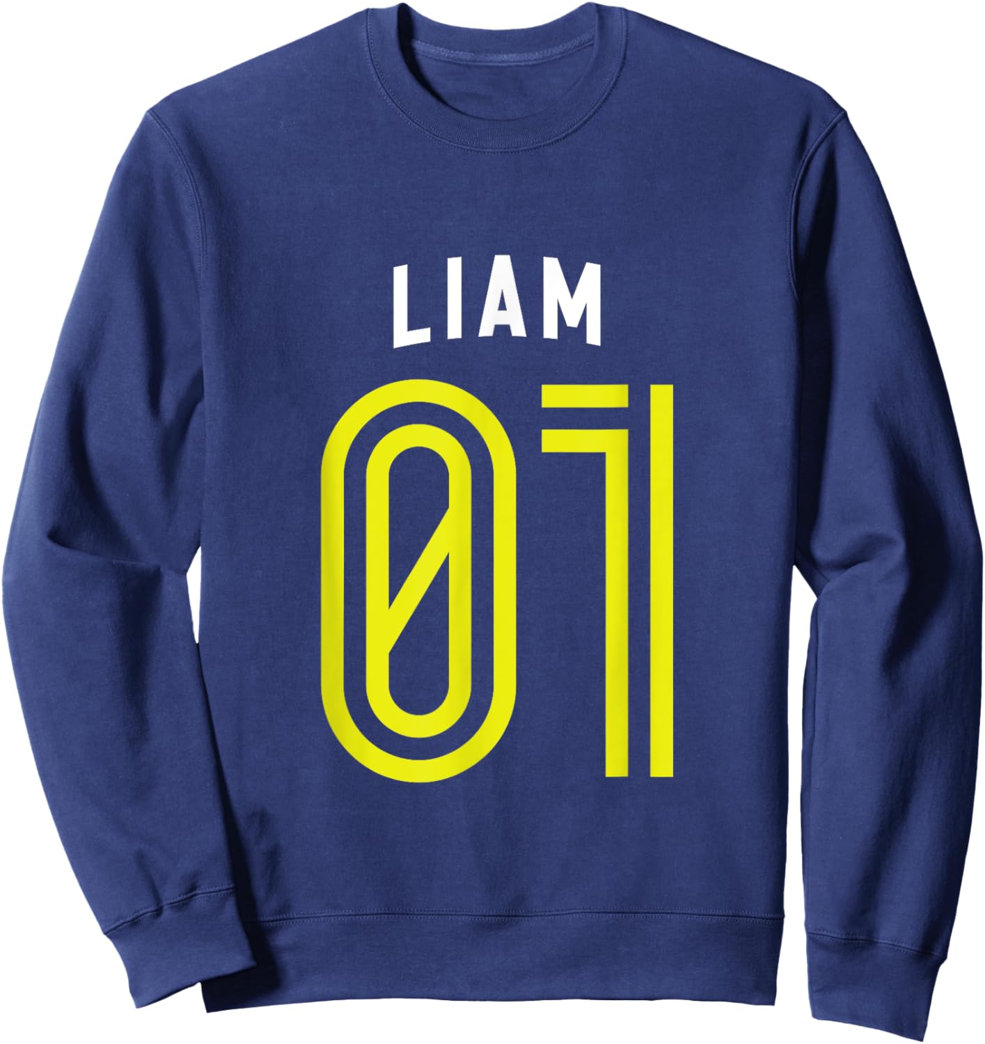 LIAM 01 - Number One Team Sports Fan Varsity Style Sweatshirt - Sweatshirt | Navy