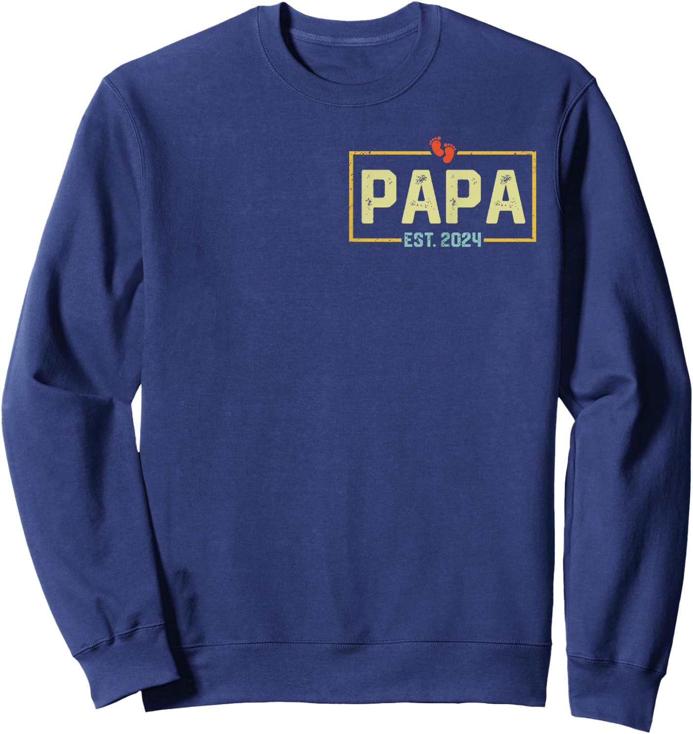 Papa Est. 2024 Papa 2024 Logo New Dad Fathers Day Sweatshirt - Sweatshirt | Navy