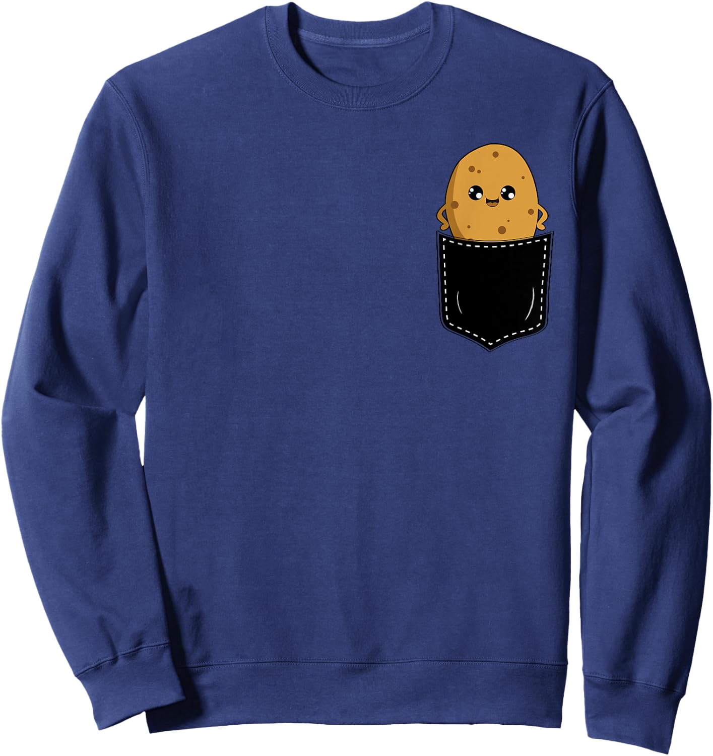 Potato In The Pocket Funny Potato Lover Cute Pocket Potato Sweatshirt - Sweatshirt | Navy
