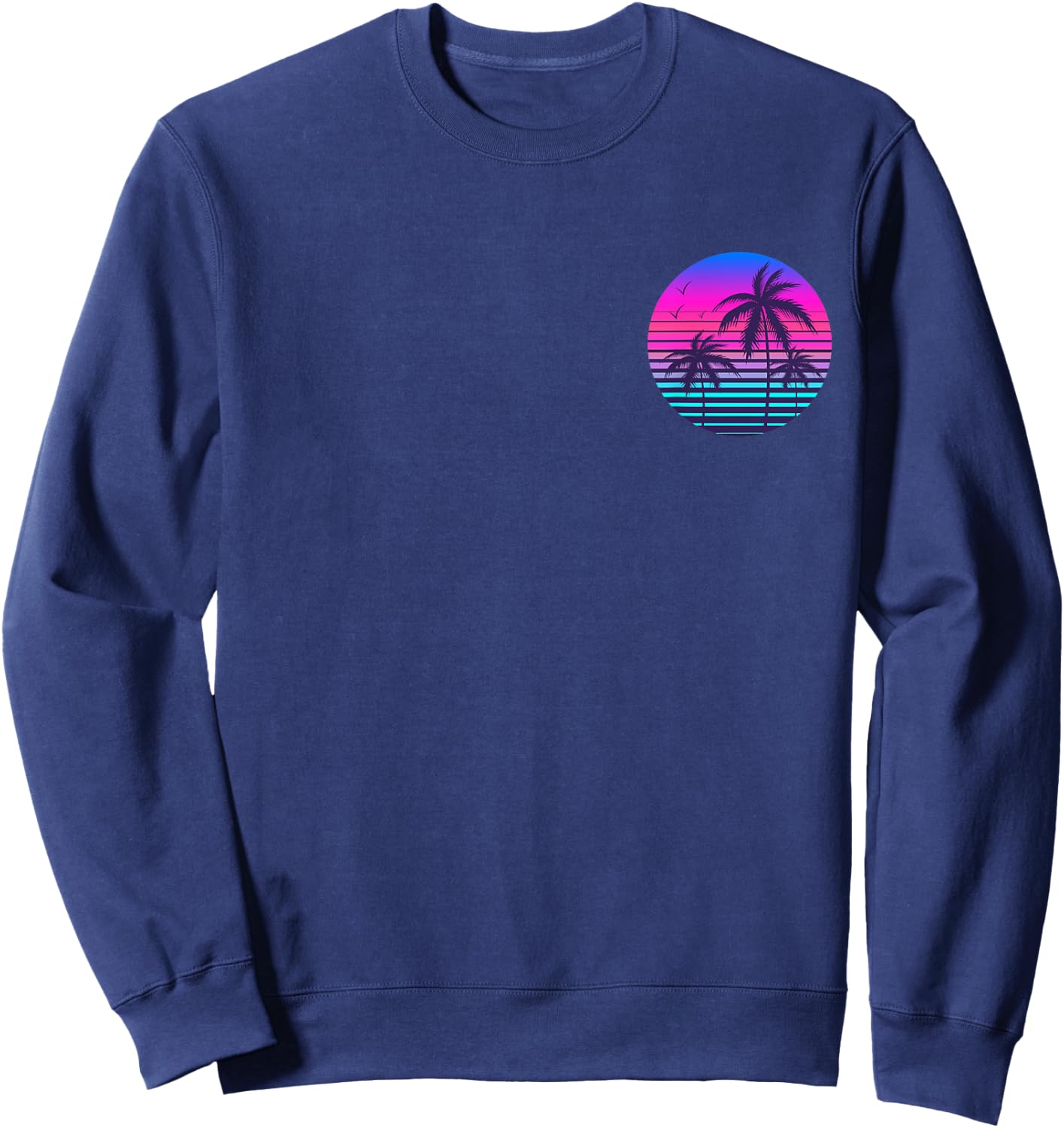 Sunset Cool Summer Vacation Men Women Beach Palm Tree Sweatshirt - Sweatshirt | Navy