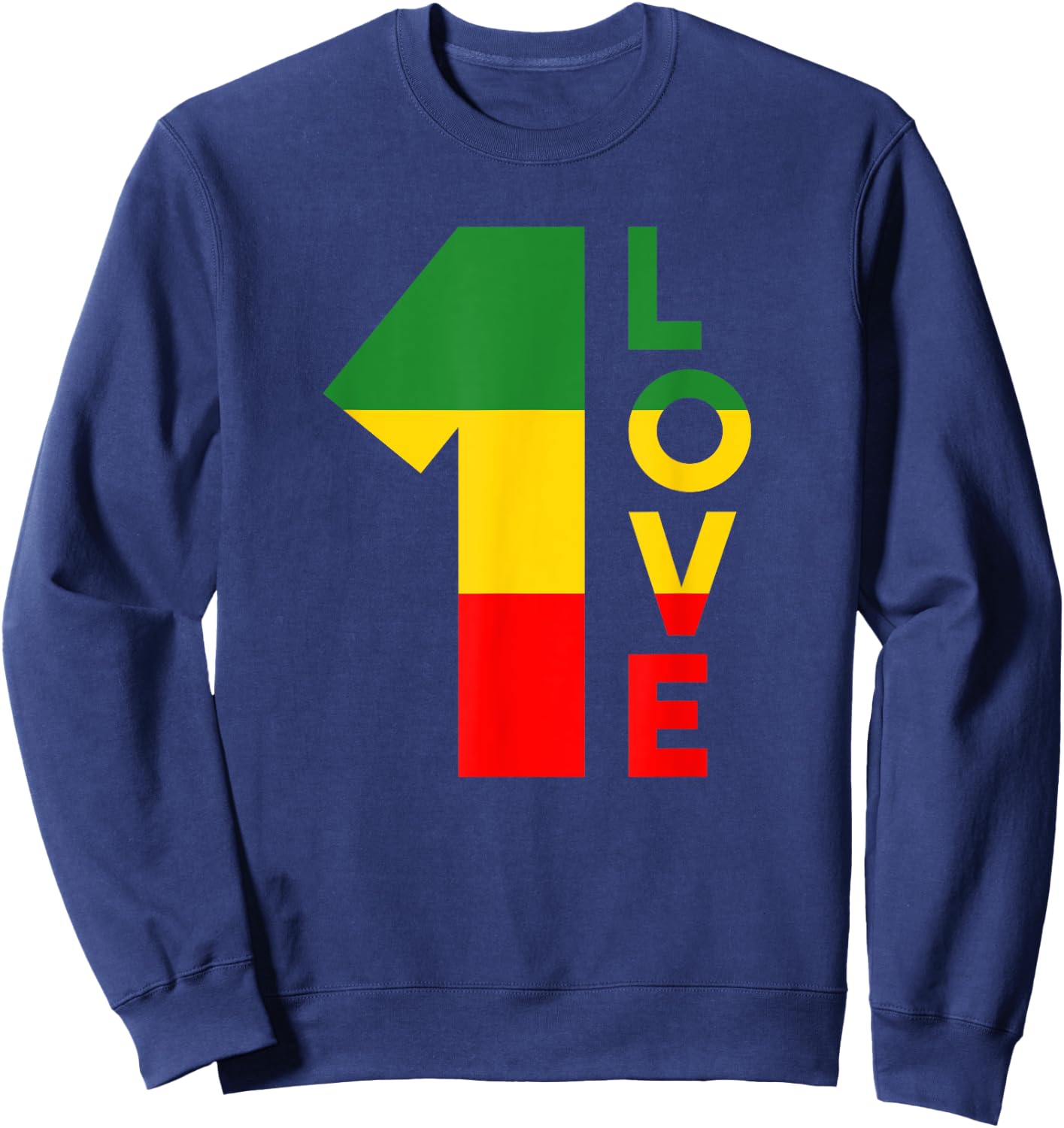 Reggae Music Rastafarian 1 Love Rasta Jamaica Sweatshirt - Sweatshirt | Navy