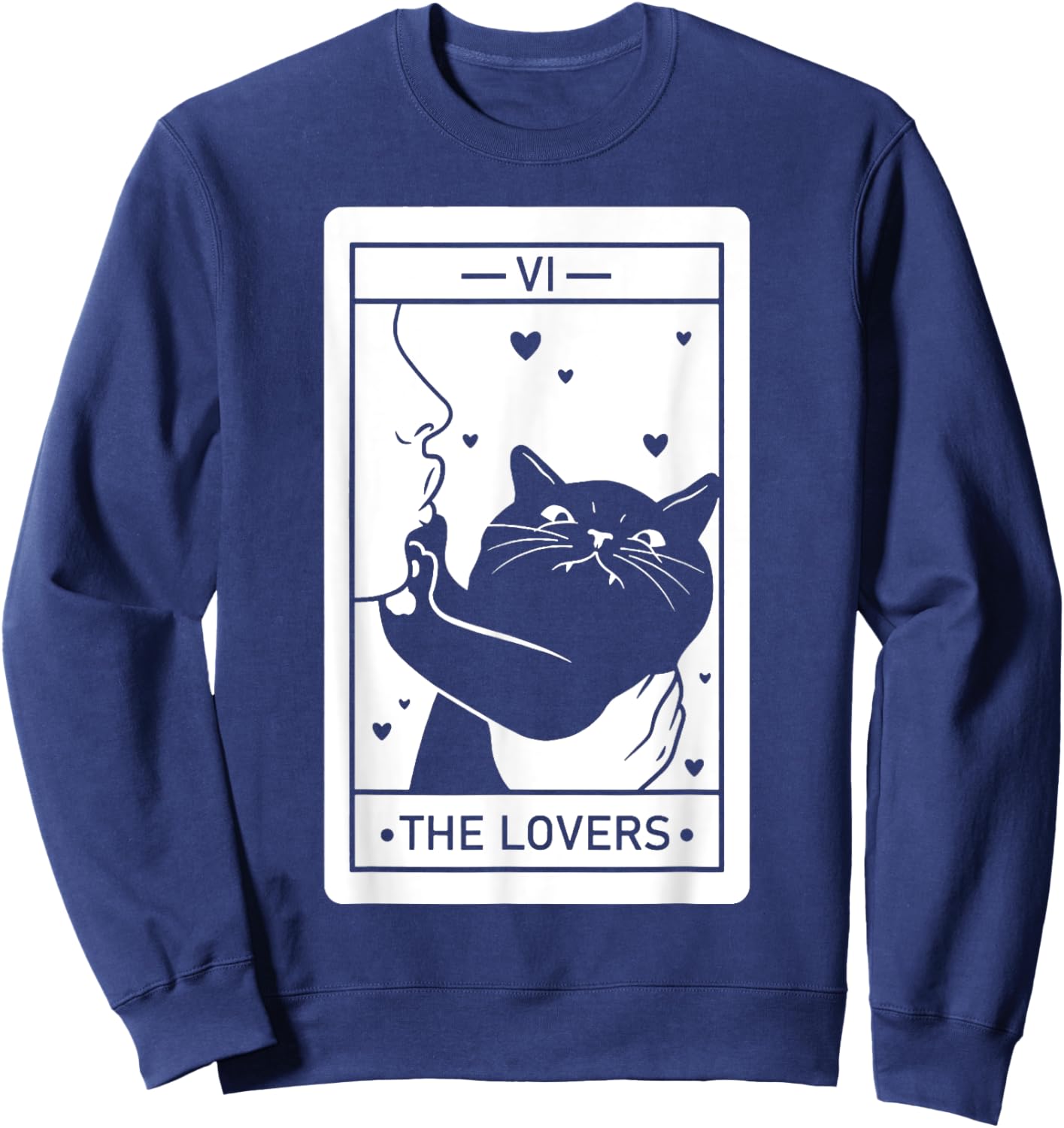 The Lovers Cat Humor Tarot Card Halloween Black Cats Lover Sweatshirt - Sweatshirt | Navy