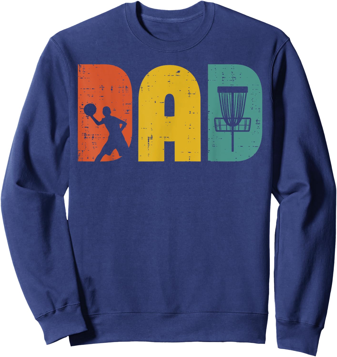 Disc Golf Dad Retro Frisbee Frolf Fathers Day Daddy Papa Men Sweatshirt - Sweatshirt | Navy