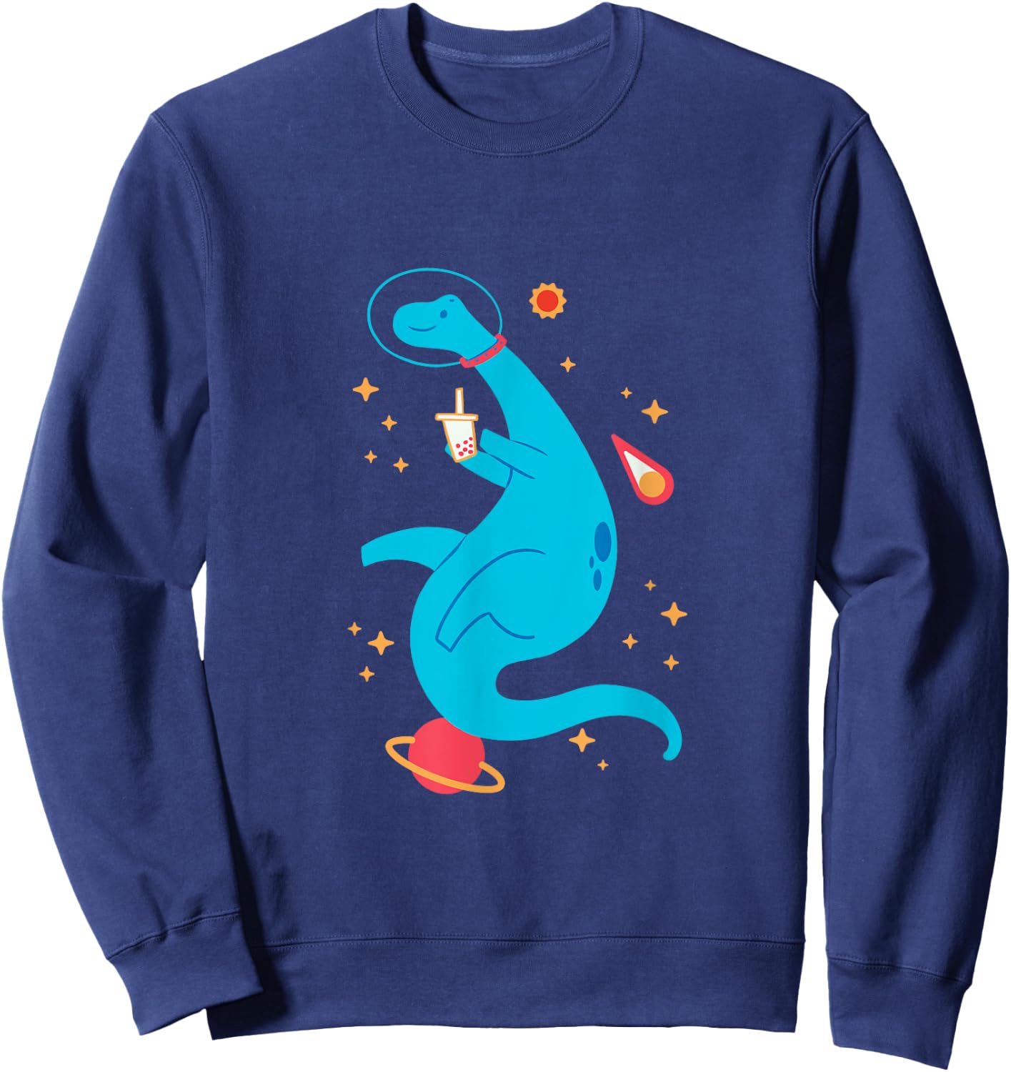 Cute Brontosaurus Astronaut Space Dinosaur Sweatshirt - Sweatshirt | Navy