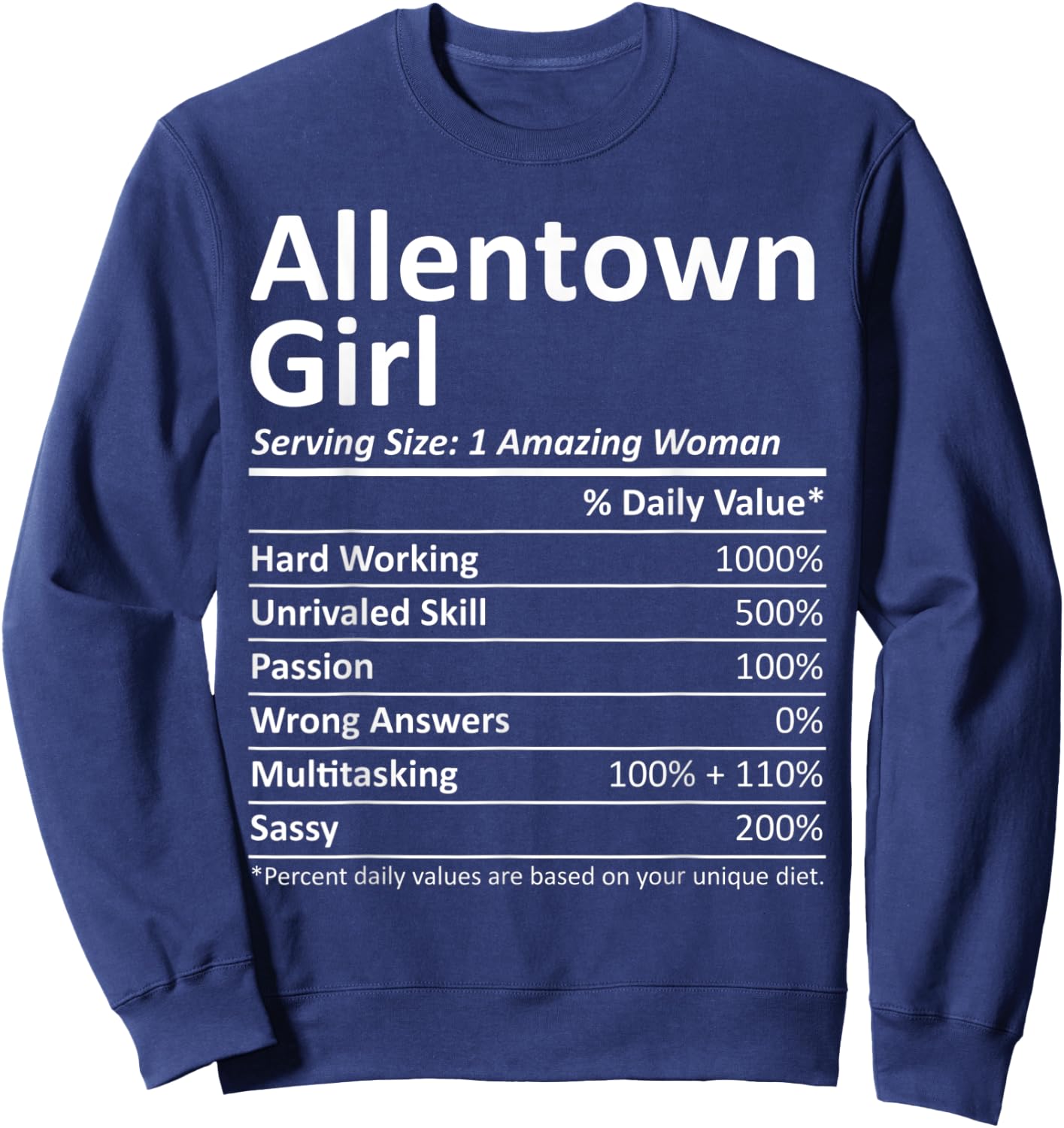 ALLENTOWN GIRL PA PENNSYLVANIA Funny City Home Roots Gift Sweatshirt - Sweatshirt | Navy