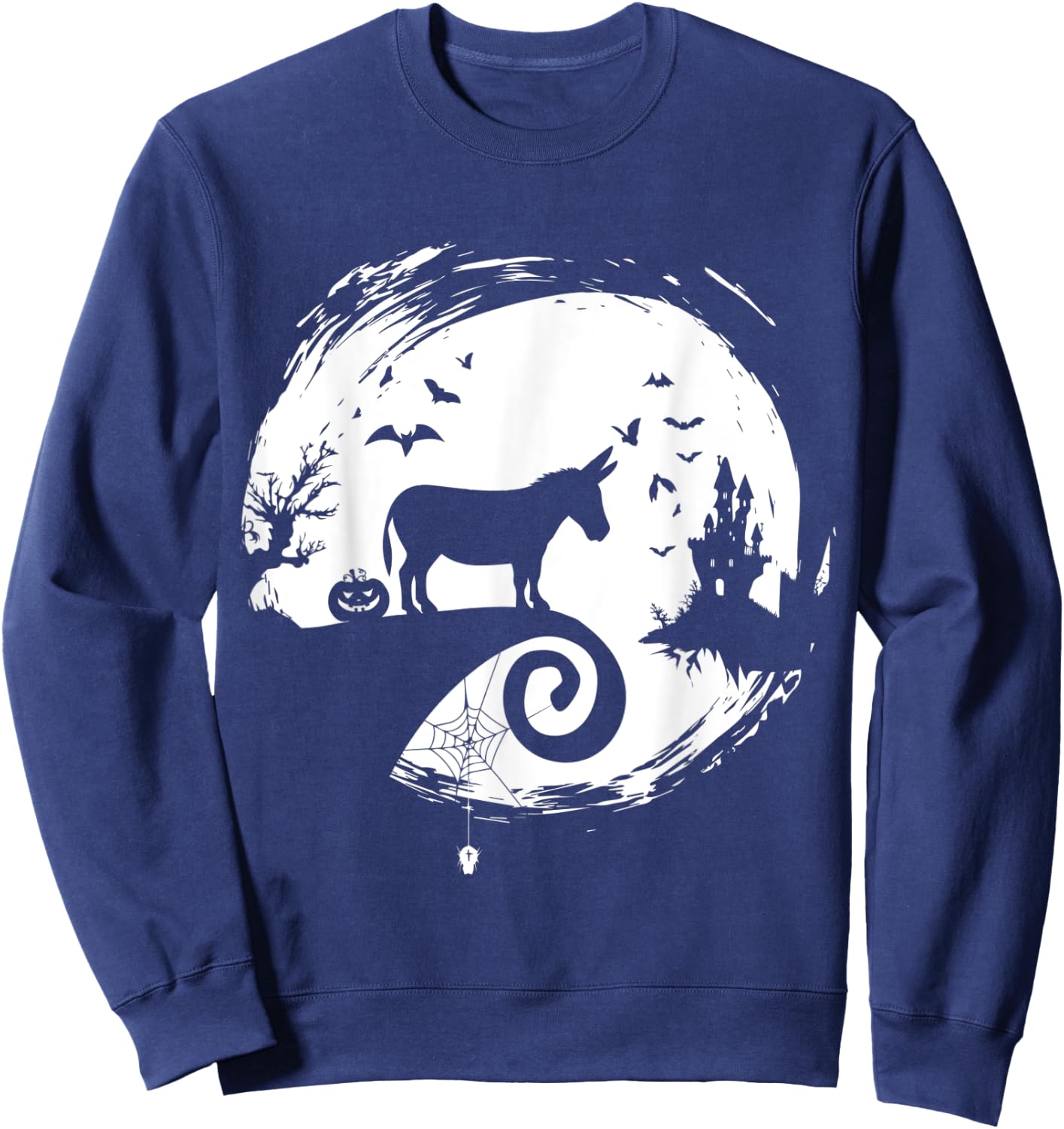Donkey Halloween Costume Moon Silhouette Creepy Horror Sweatshirt - Sweatshirt | Navy