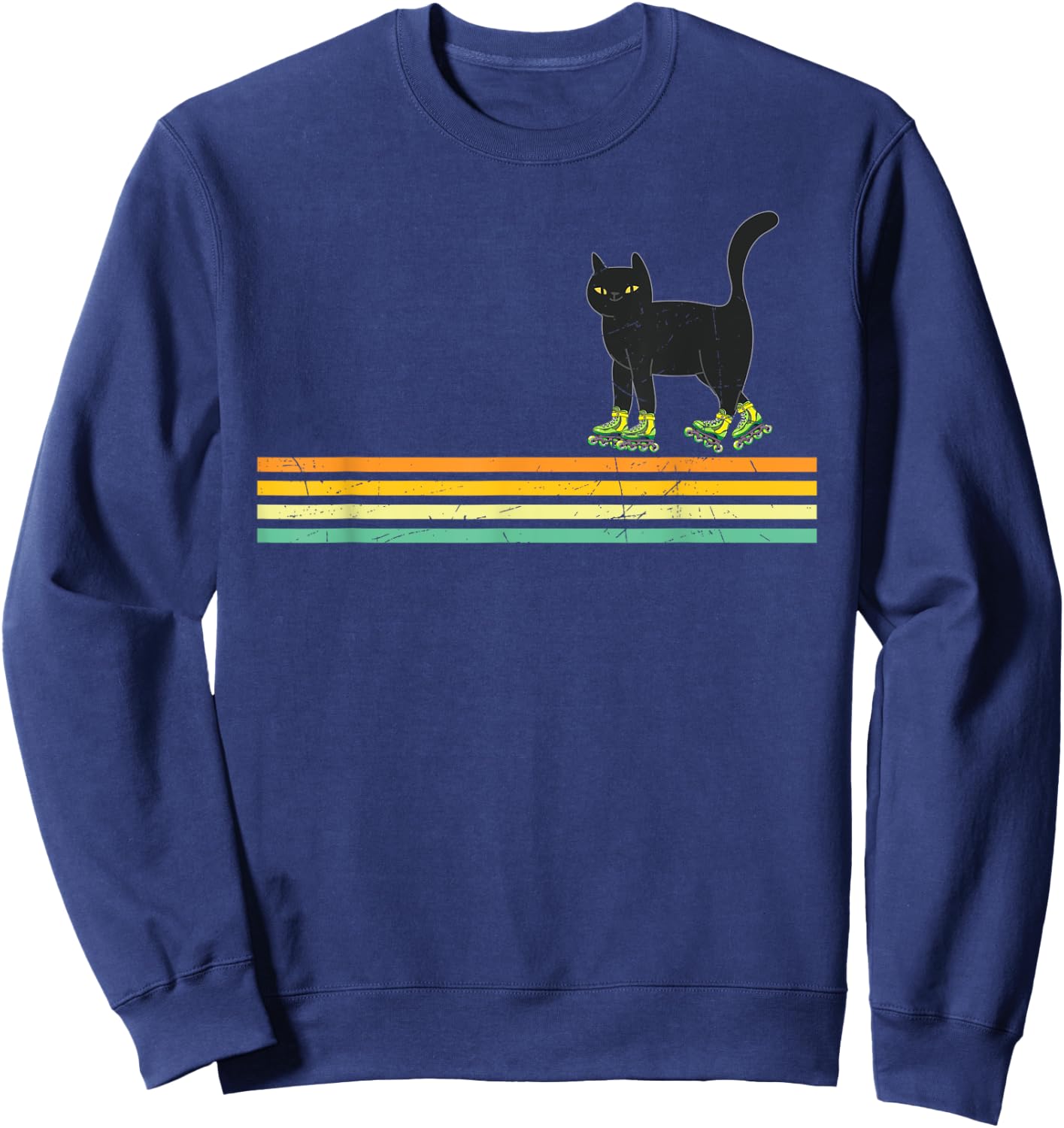 Retro Roller Skating Cats Derby Skater Girls Sweatshirt - Sweatshirt | Navy