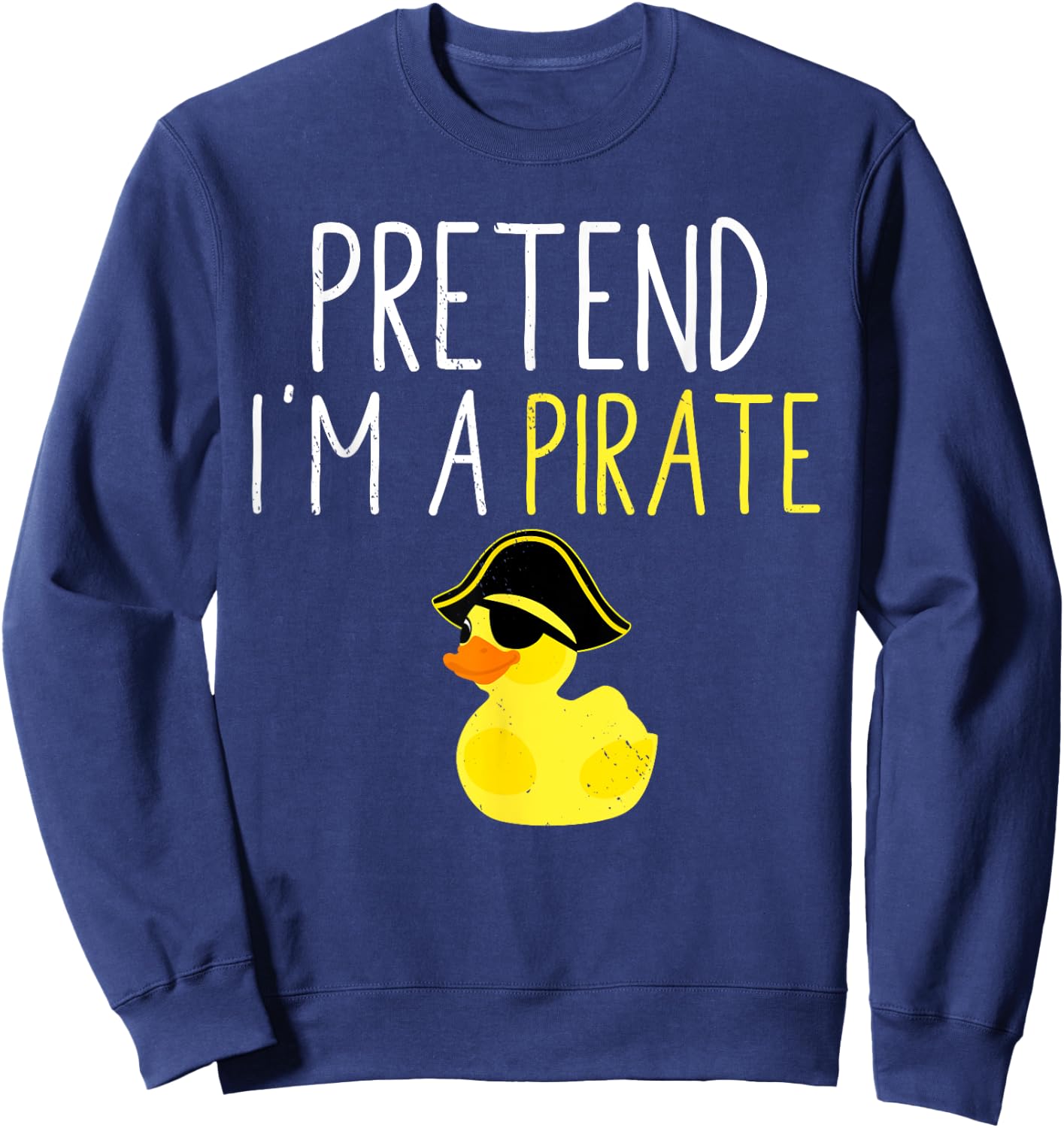 Funny Halloween Costume Pretend I'm A Pirate Black Cartoon , All Ages Casual Modern Short Sleeve Sweatshirt - Sweatshirt | Navy