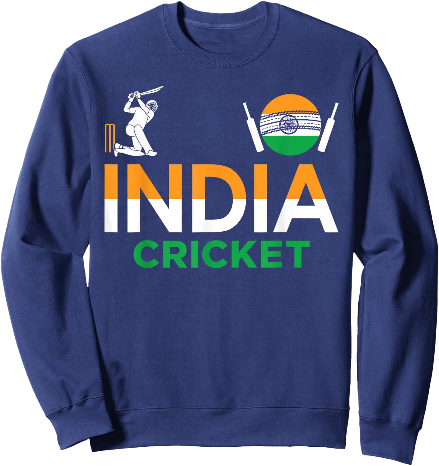India Cricket Flag For Lovers Of Cricket Game Cricketers , Small, Black Sweatshirt - Sweatshirt | Navy