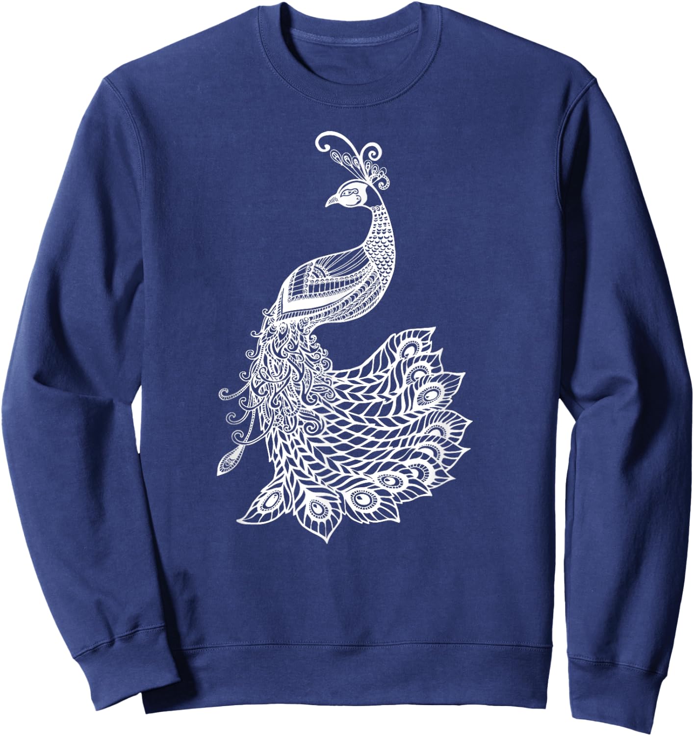 & Girls Beautiful Mandala Art Bird Peacock Lover Sweatshirt - Sweatshirt | Navy