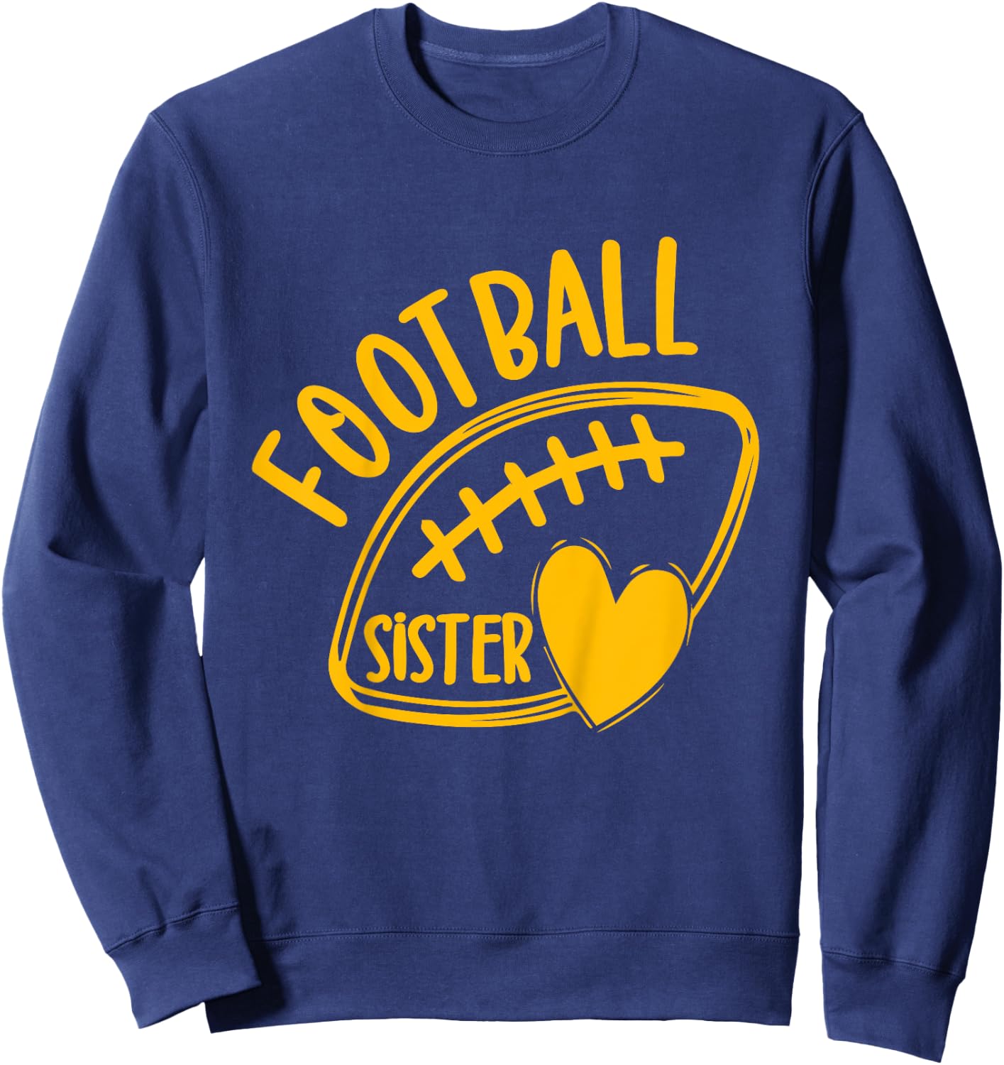 Kids Girls Game Day Blue and Yellow High School Football Sister Sweatshirt - Sweatshirt | Navy