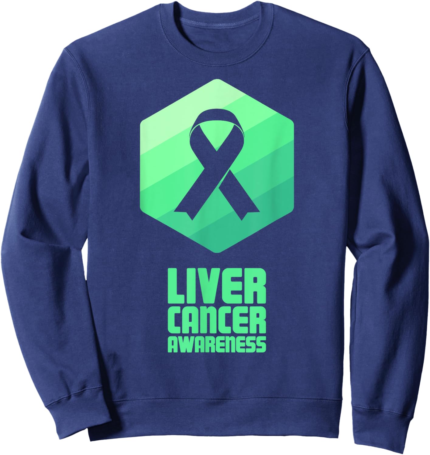 Ribbon | Hepatic Awareness Present - Liver Cancer Sweatshirt - Sweatshirt | Navy