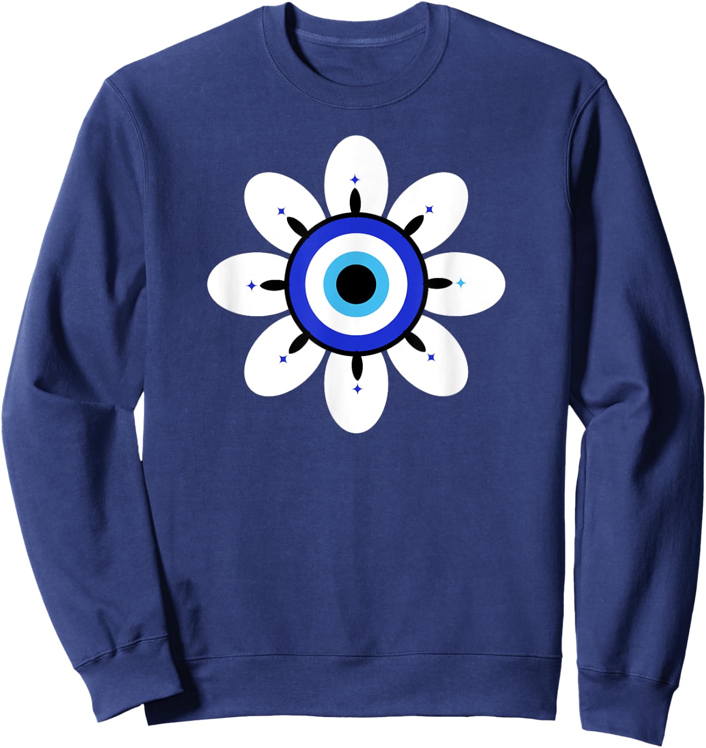 Evil Eye Cute Flower Esoteric Mystical Aesthetic Sweatshirt - Sweatshirt | Navy