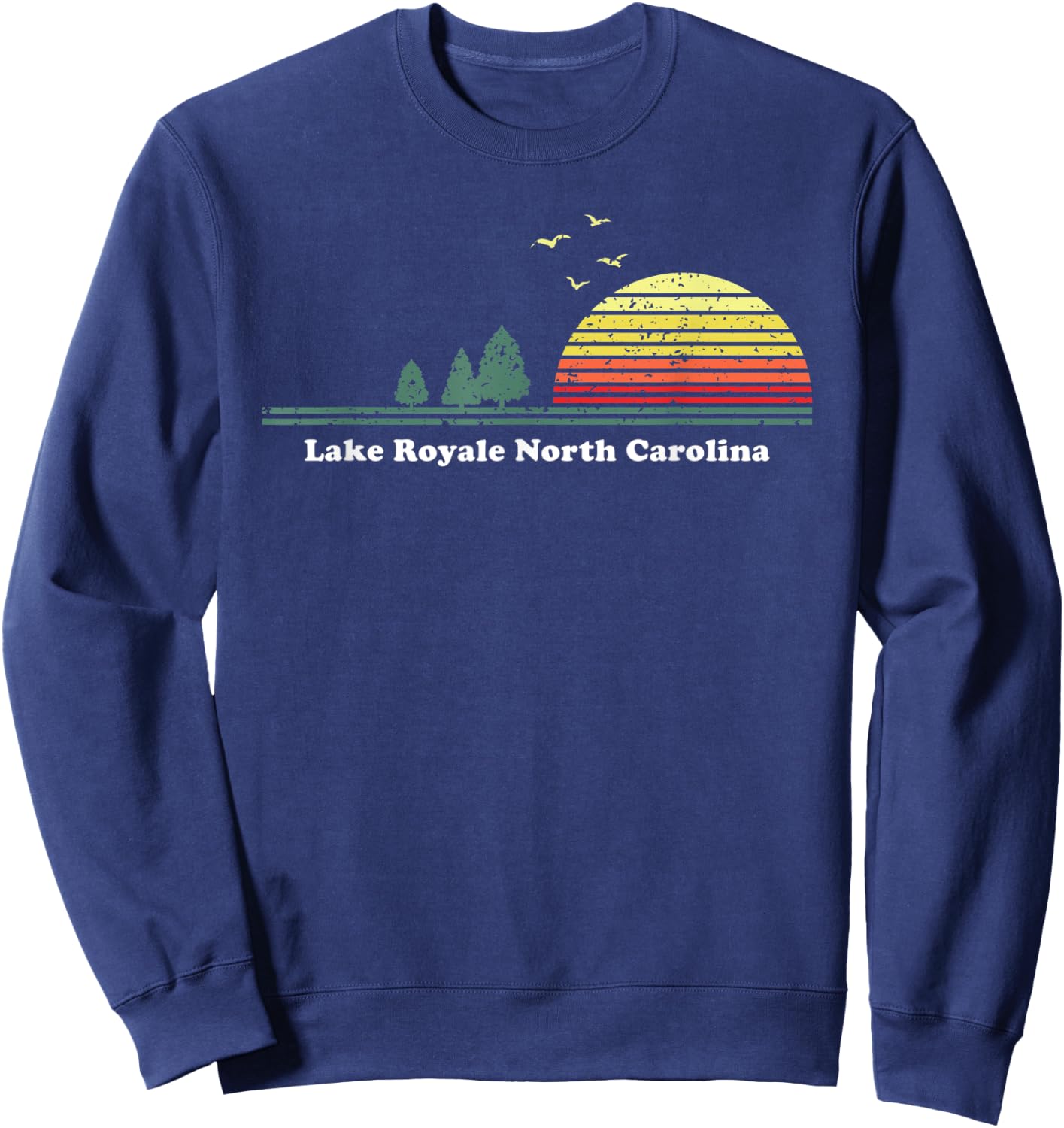 Vintage Lake Royale, North Carolina Sunset Souvenir Print Sweatshirt - Sweatshirt | Navy