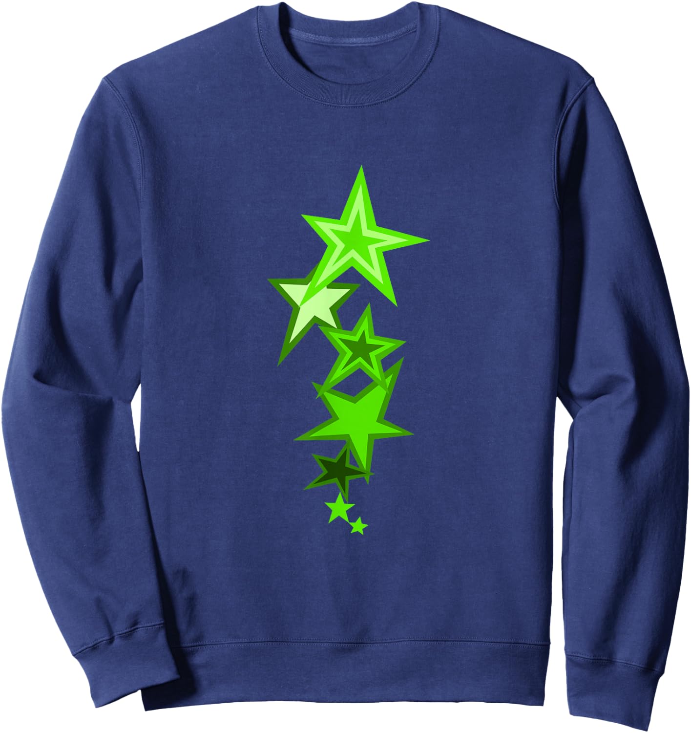 Green Color Vertical Stars Green Graphic Sweatshirt - Sweatshirt | Navy