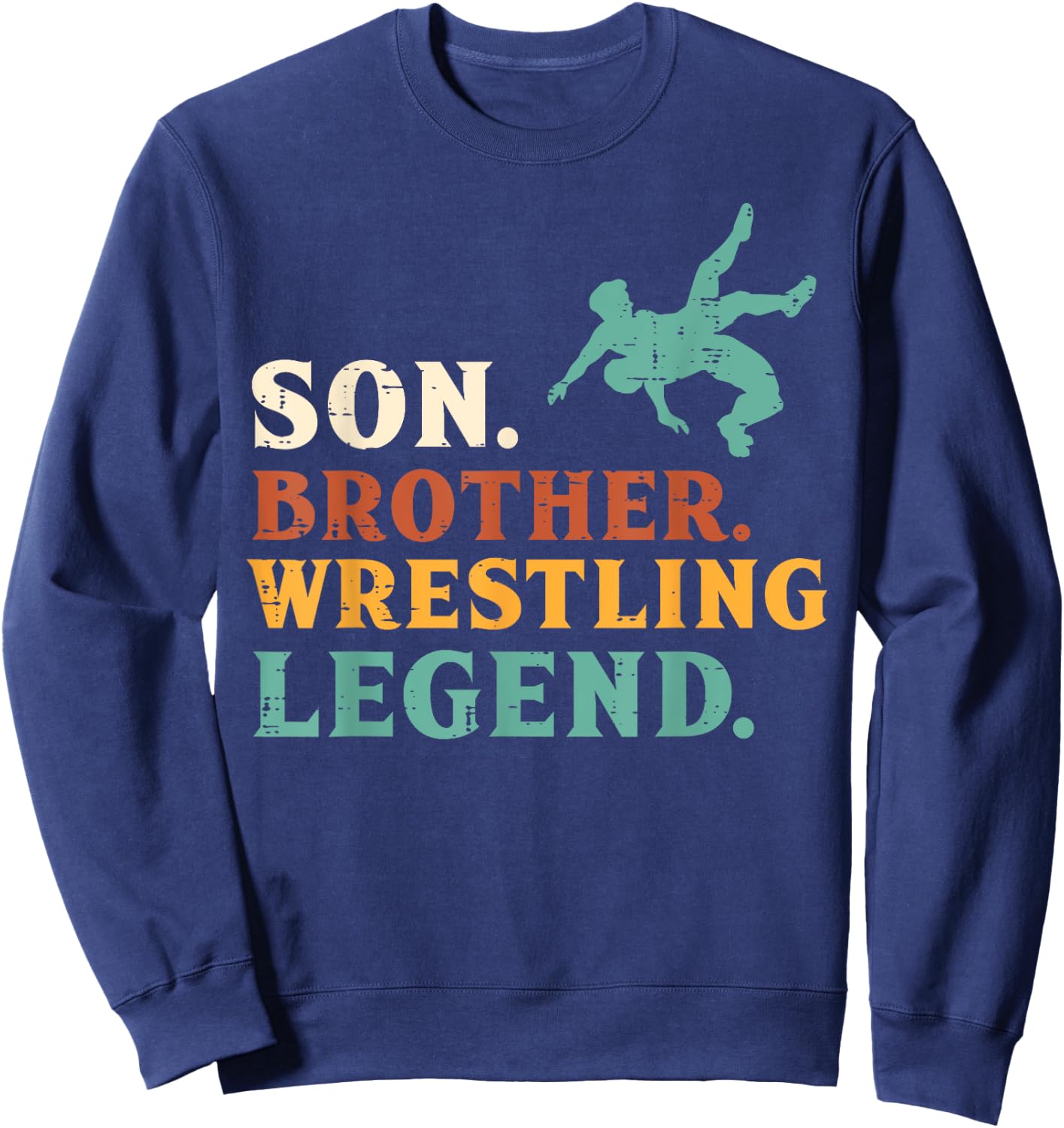 Son Brother Wrestling Legend Retro Wrestler Boys Kids Youth Sweatshirt - Sweatshirt | Navy
