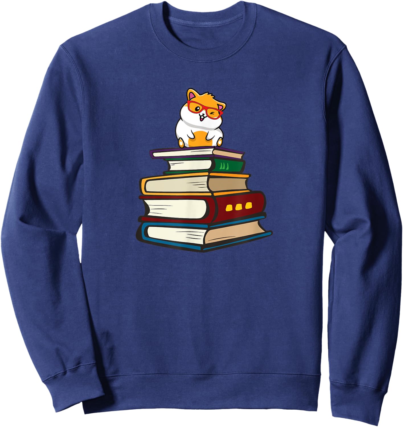 Cute Funny Hipster Glasses Read Books Hamster Lover Sweatshirt - Sweatshirt | Navy