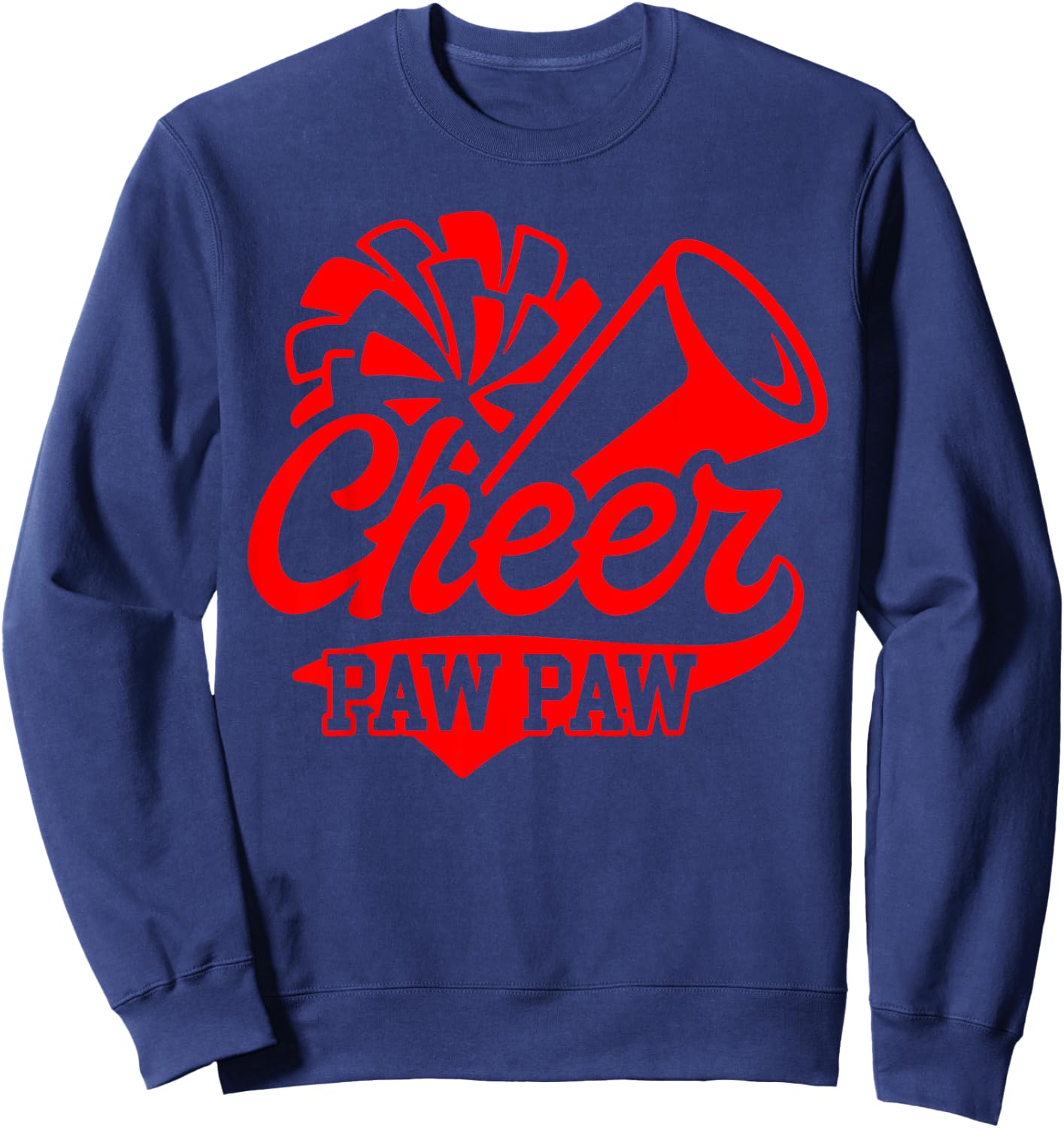 Cheer Paw Paw Biggest Fan Leopard Black And Red Pom Pom Sweatshirt - Sweatshirt | Navy