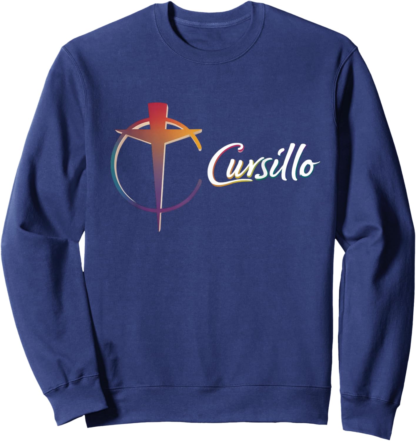 DeColores Cursillo Rainbow Rooster Catholic Sweatshirt - Sweatshirt | Navy