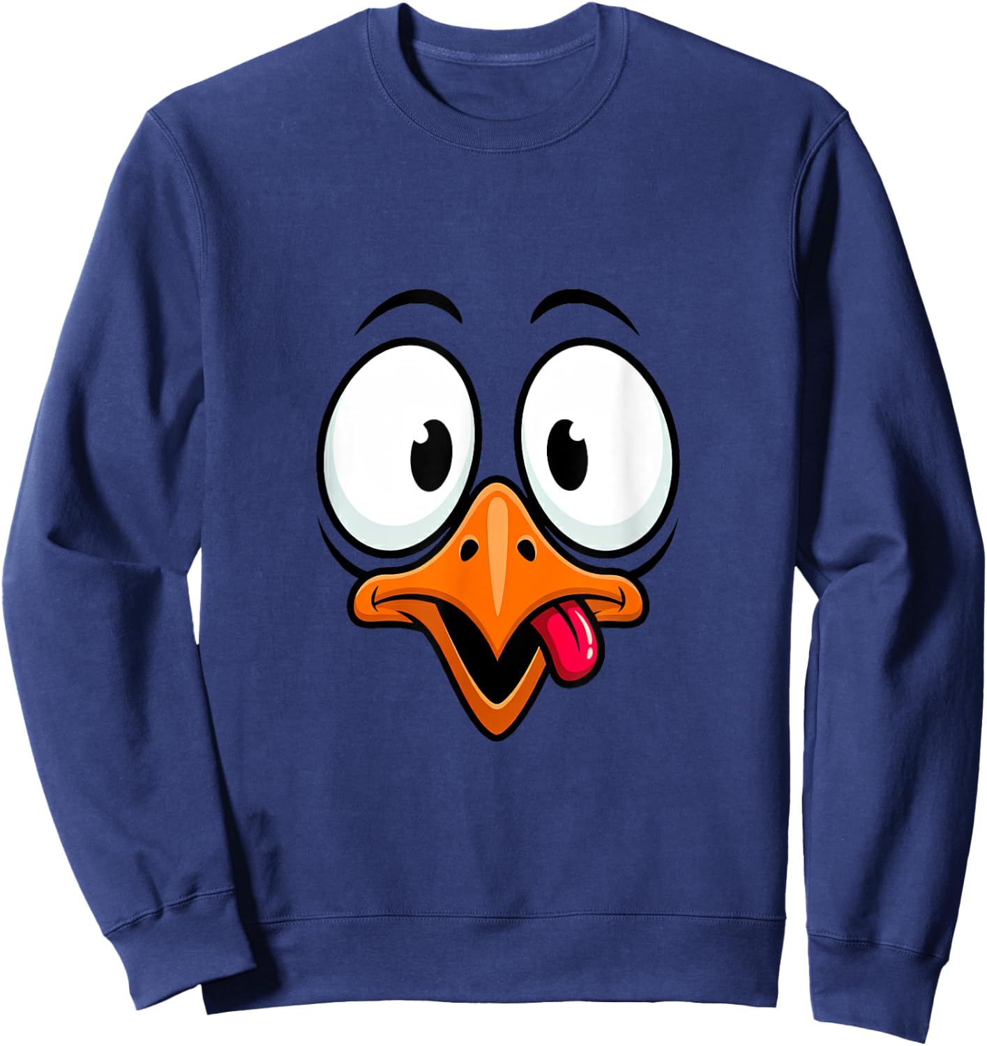 Funny Goofy Bird Face Cartoon Expression Sweatshirt - Sweatshirt | Navy